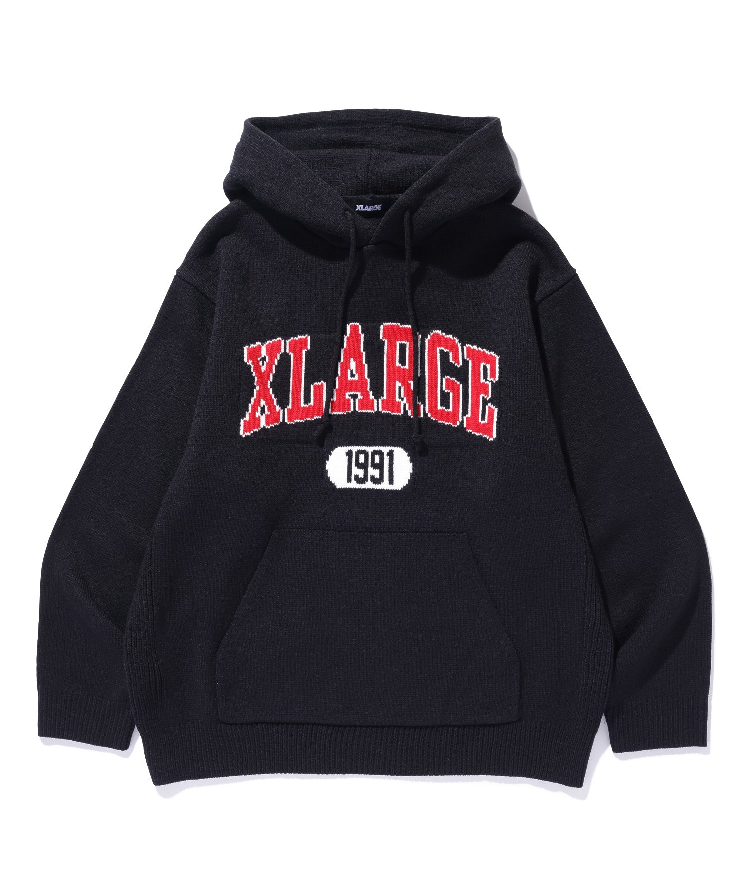 COLLEGE LOGO KNIT PULLOVER HOODIE