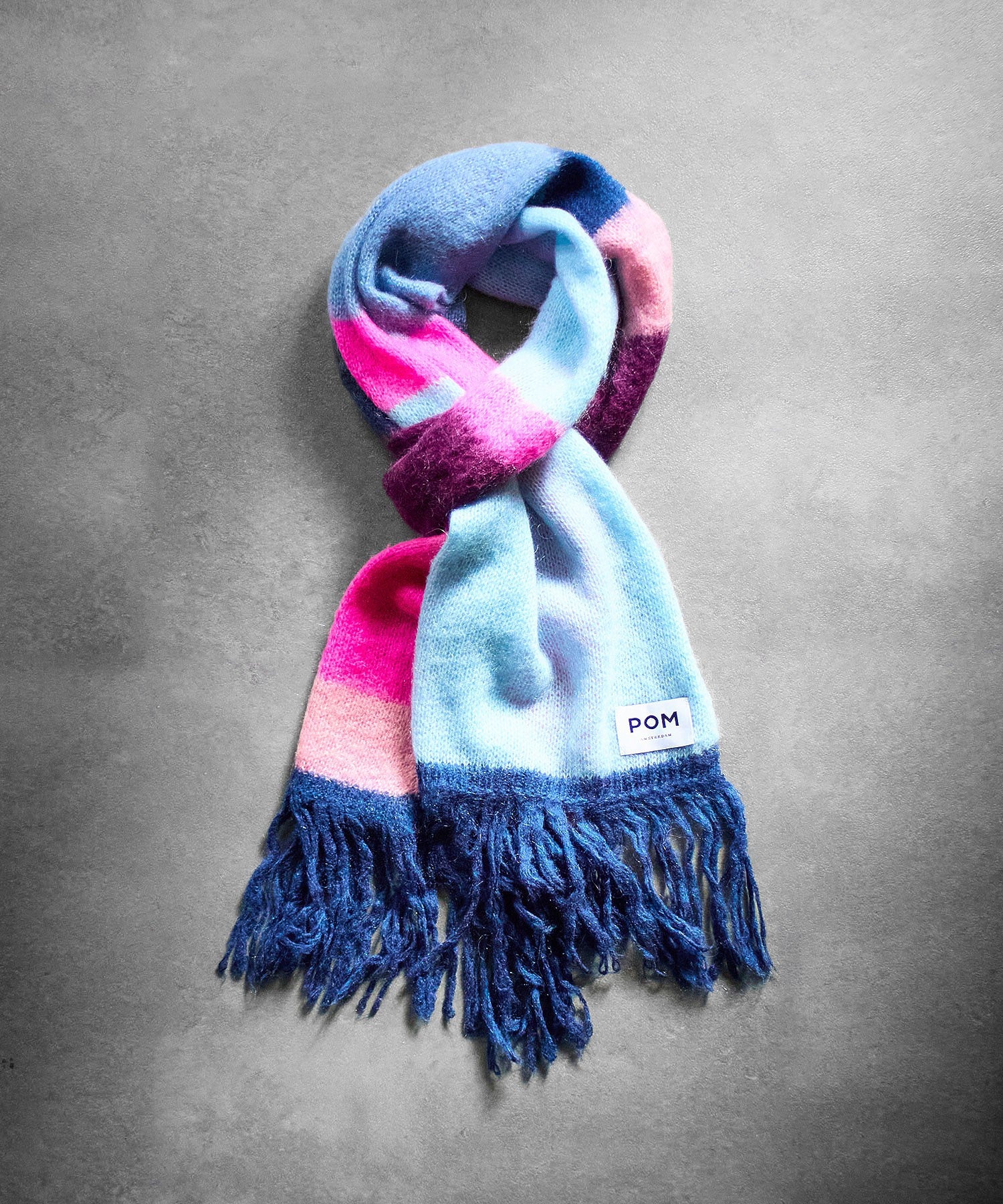 POM/SHAWL BRUSHED STRIPES BLUE