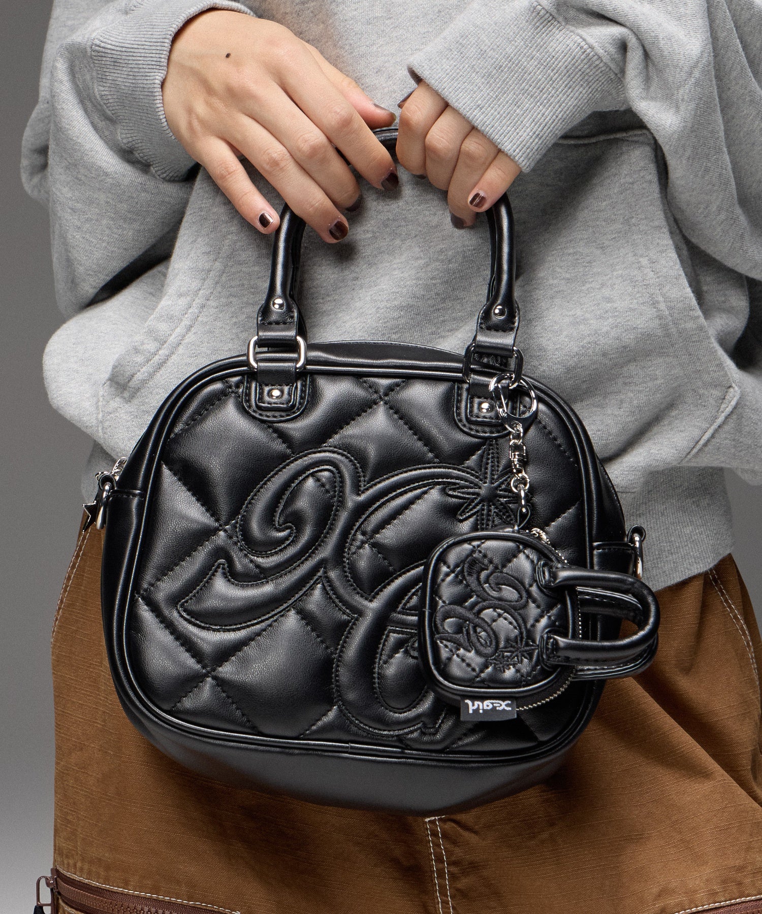 XG LOGO MINI QUILTED BOSTON BAG CHARM