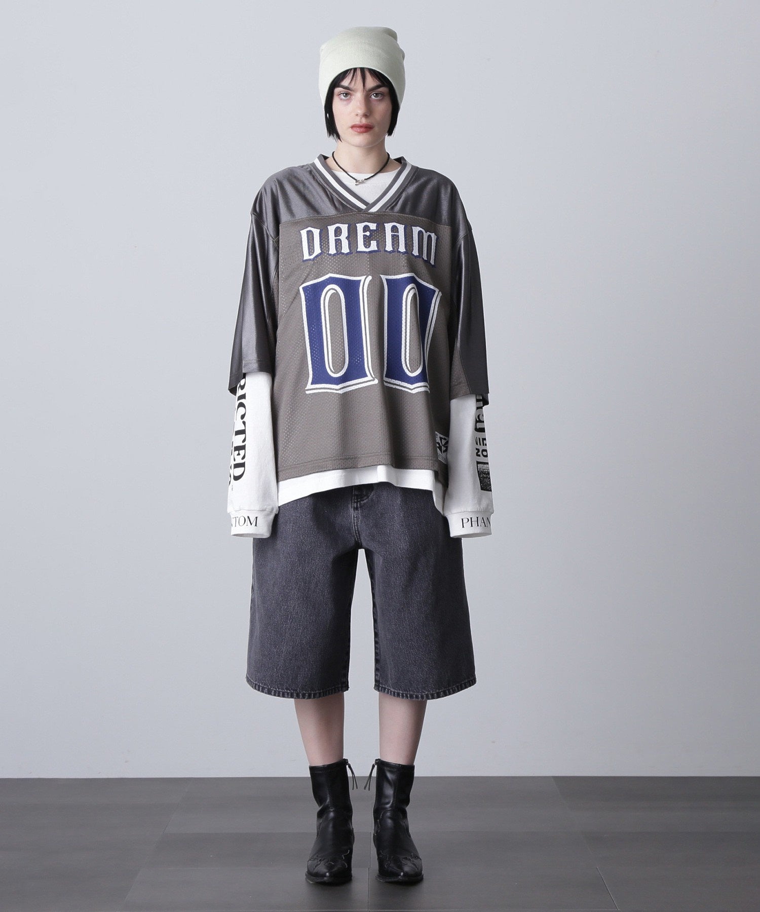 OKIRAKU×ROSE BUD/メッシュフットボールT