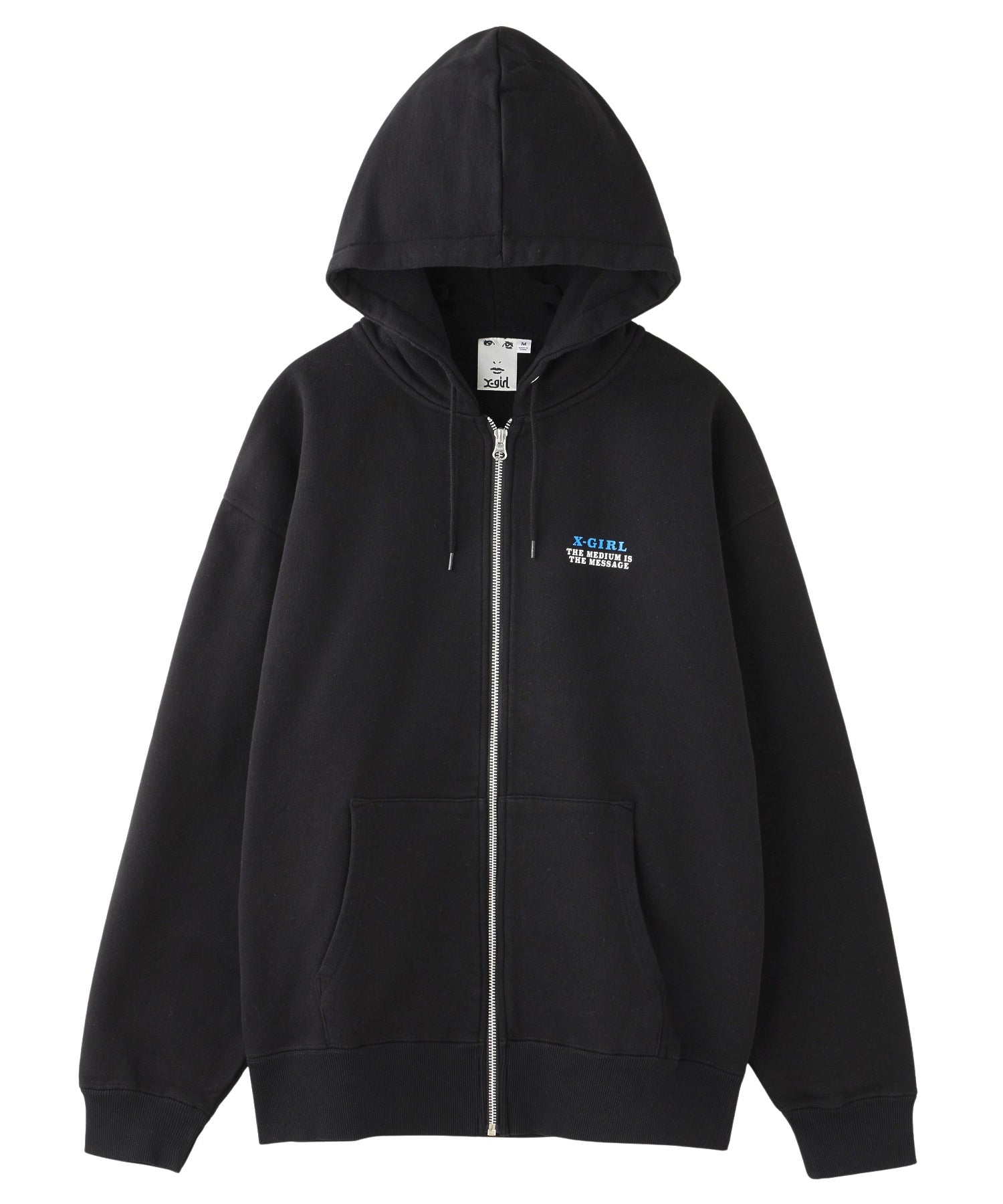 CIRCLE LOGO AND FACE ZIP UP SWEAT HOODIE