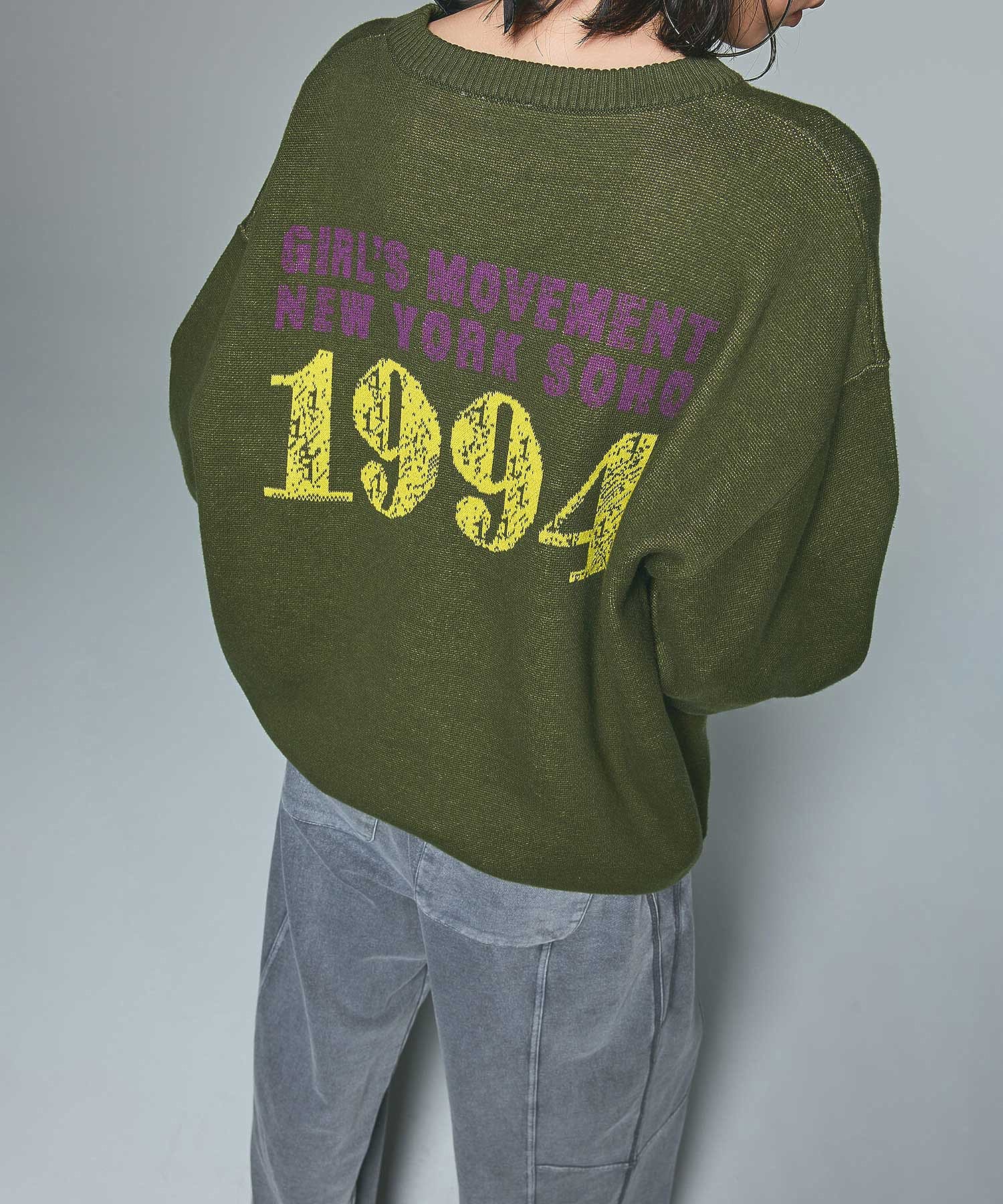 SCRATCHED LOGO JACQUARD KNIT TOP