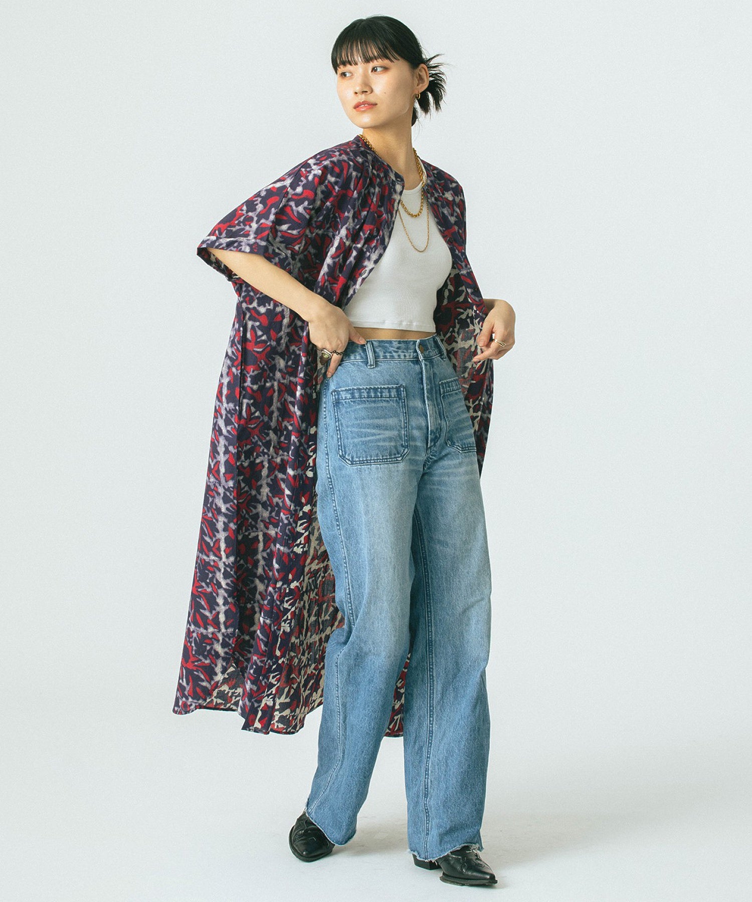 INDIGO FLOWER SHIRTS OP