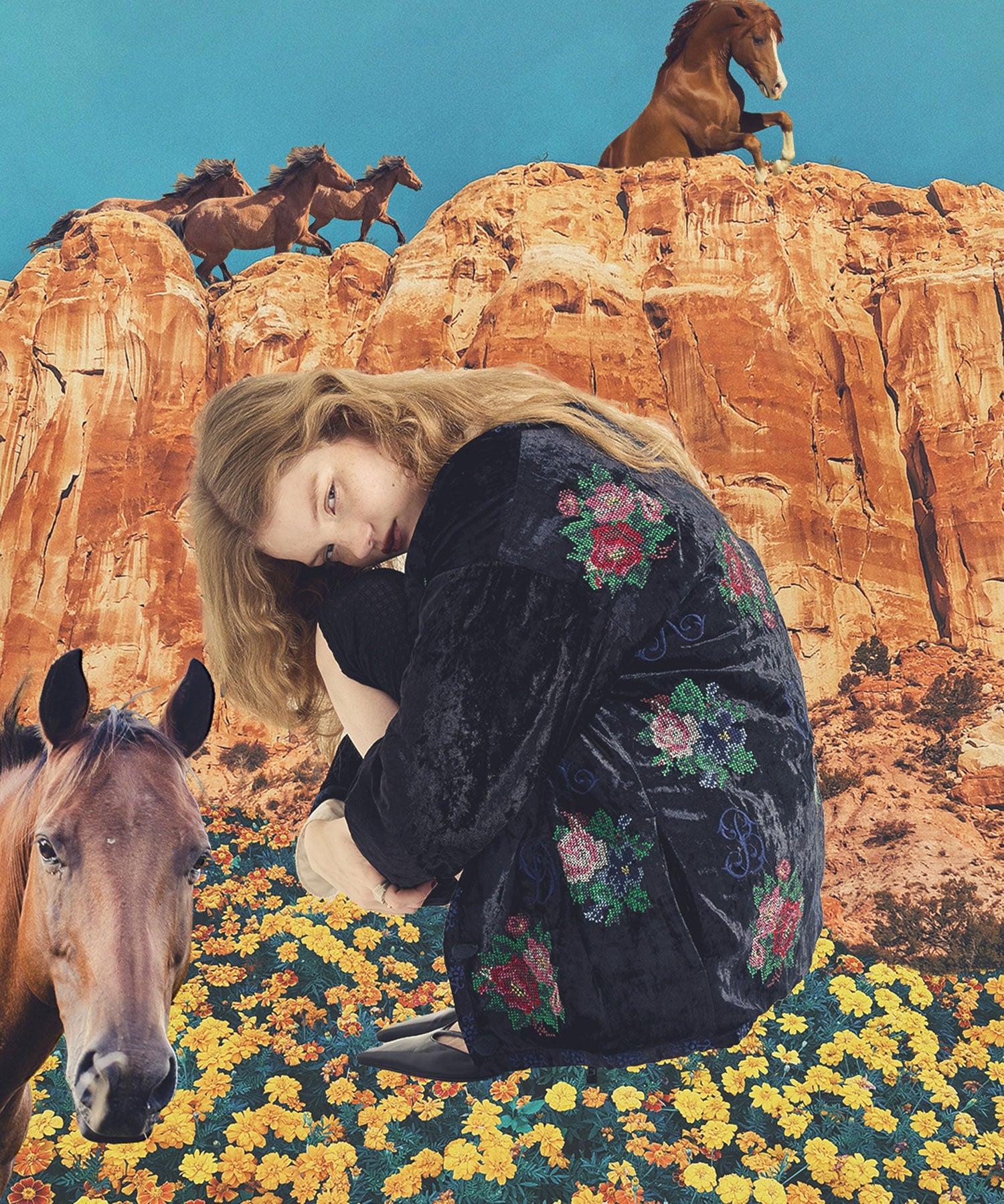 【ROSE BUD別注】INDIA IS BEAUTIFUL/ROSE EMBROIDERY VELVET JACKET