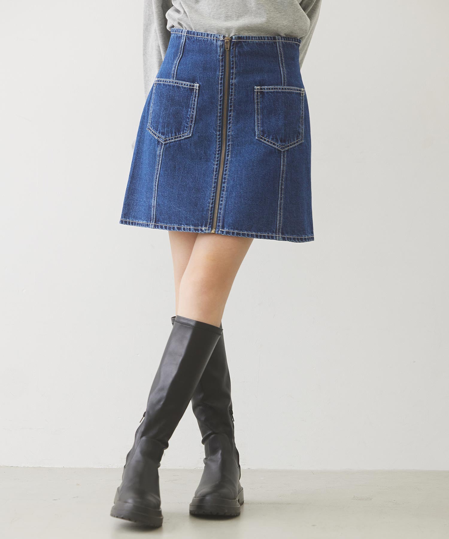 DENIM ZIP SKIRT