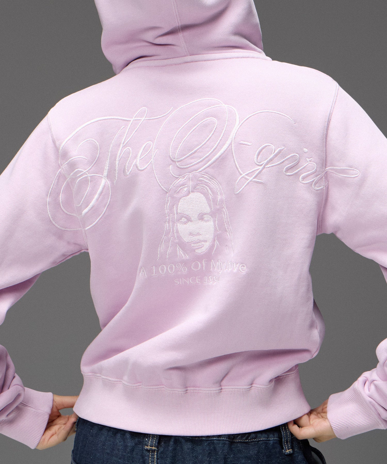 FACE AND SCRIPT LOGO COMPACT ZIP UP SWEAT HOODIE