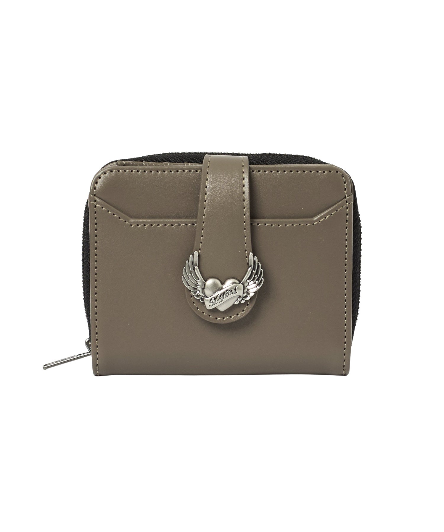 HEART AND WING EMBLEM FAUX LEATHER WALLET