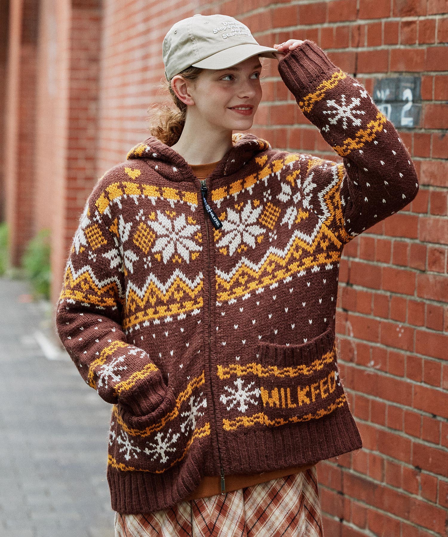 SNOW PATTERN COWICHAN KNIT JACKET
