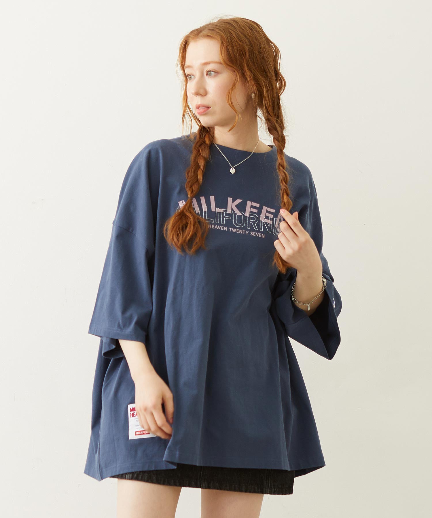 MILKFED.×CHAMPION LAYER LOGO BIG TEE