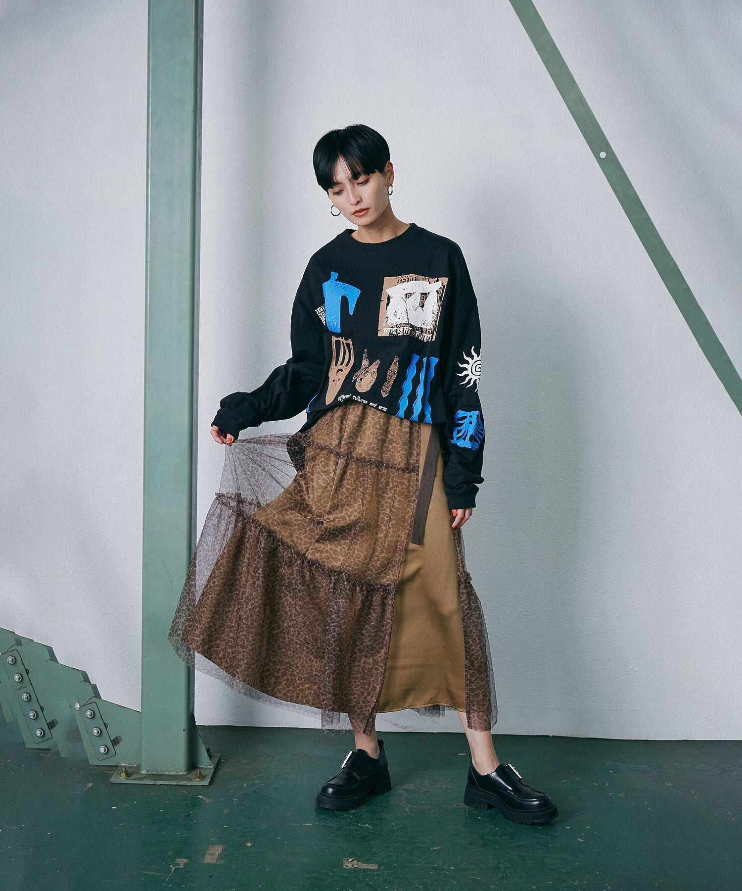 チュールレイヤードスカート