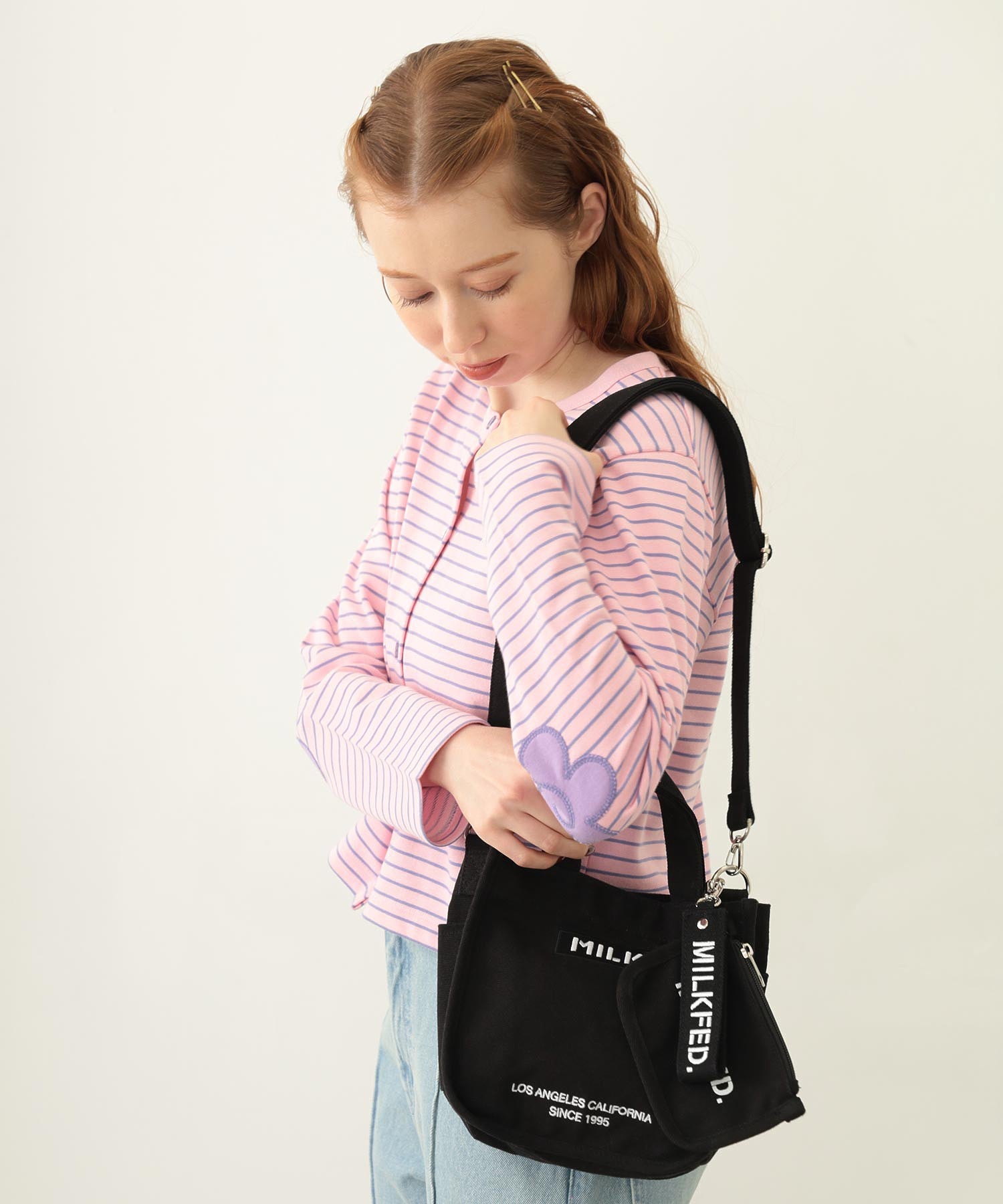 EMBROIDERED BAR MINI SHOULDER BAG W/STRAP MILKFED.