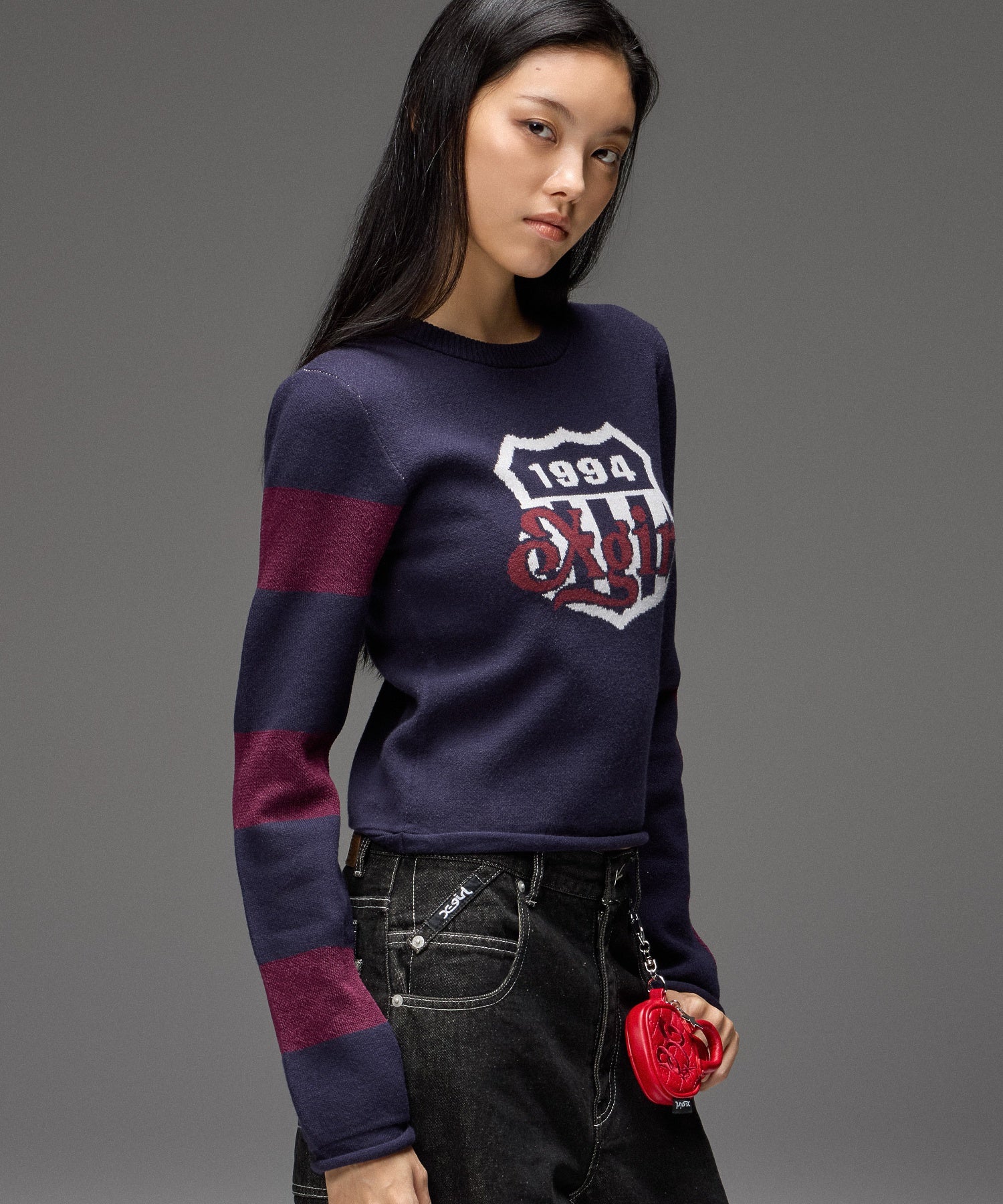 EMBLEM LOGO JACQUARD COMPACT KNIT TOP