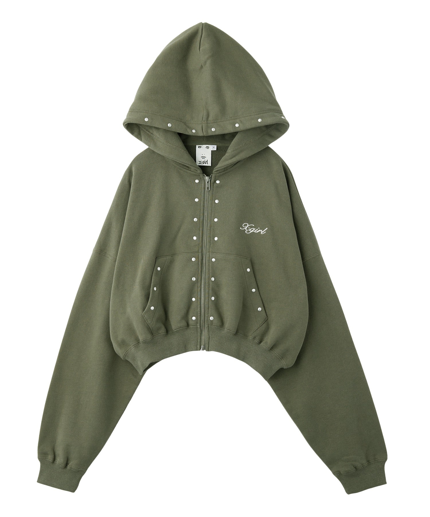STUDDED ZIP UP SWEAT HOODIE