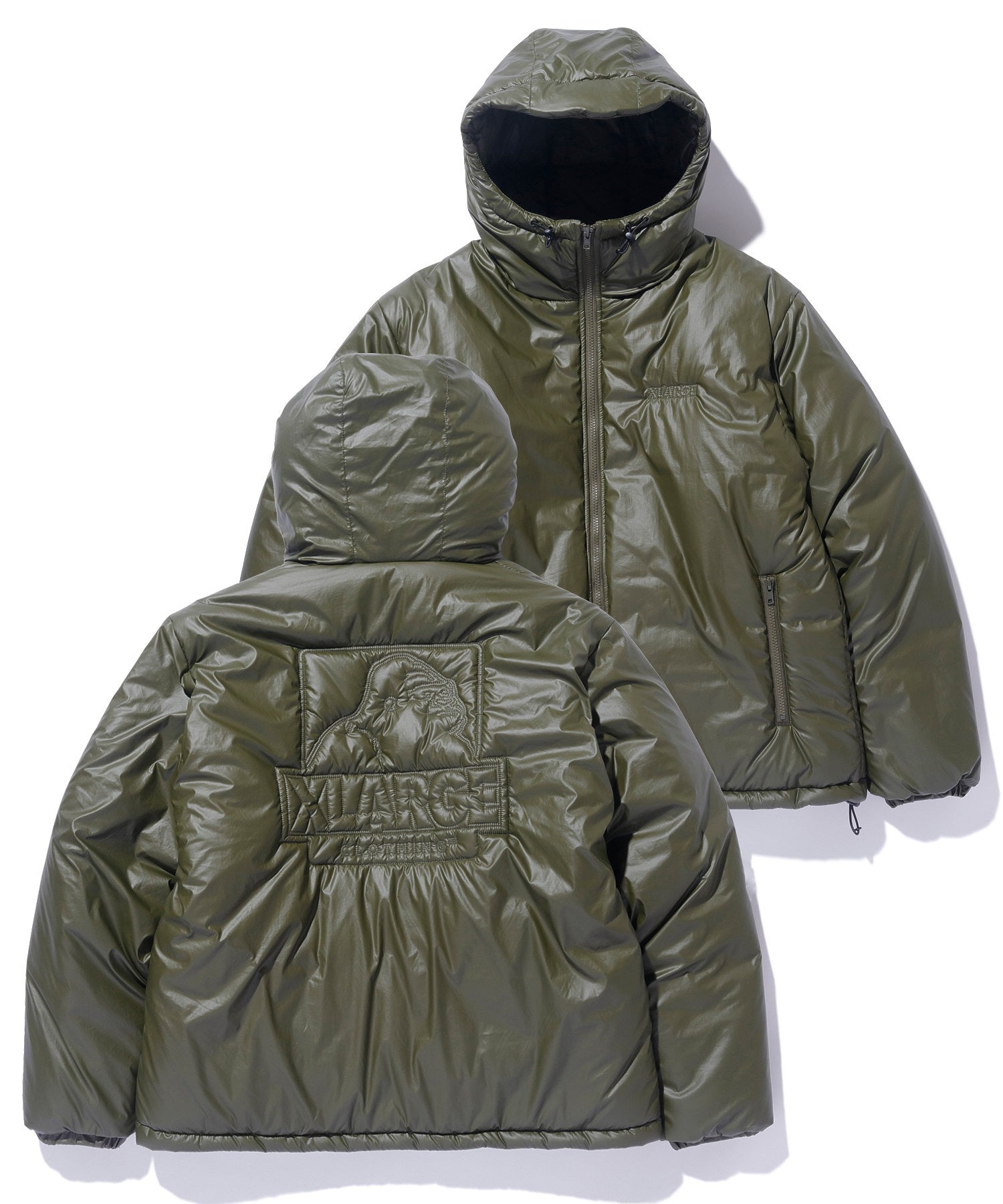 QUILTING LOGO HOODED PUFFER JACKET