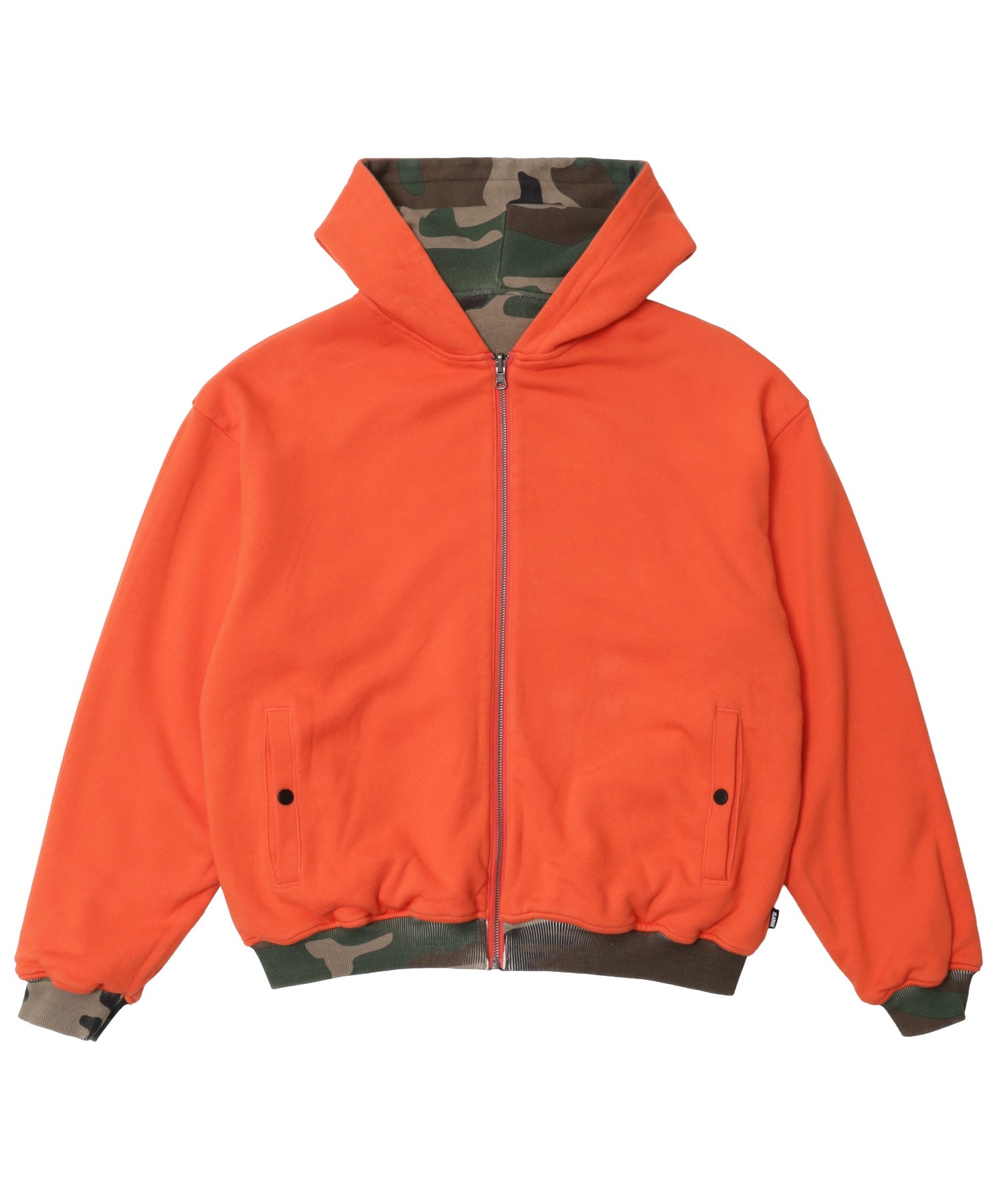 REVERSIBLE CAMO ZIP HOODED SWEATSHIRT