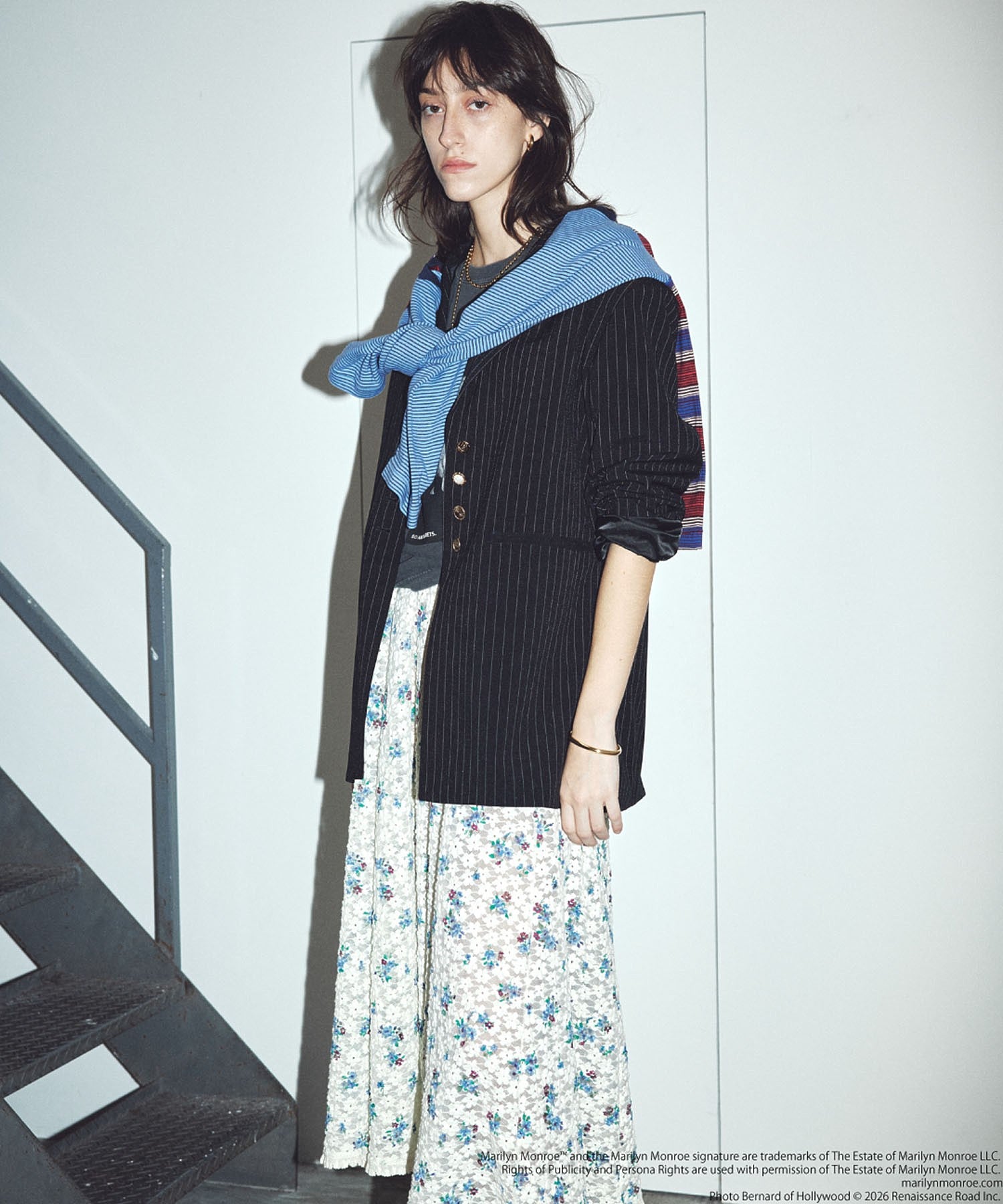 CREOLME/STRIPE TAILORED JACKET