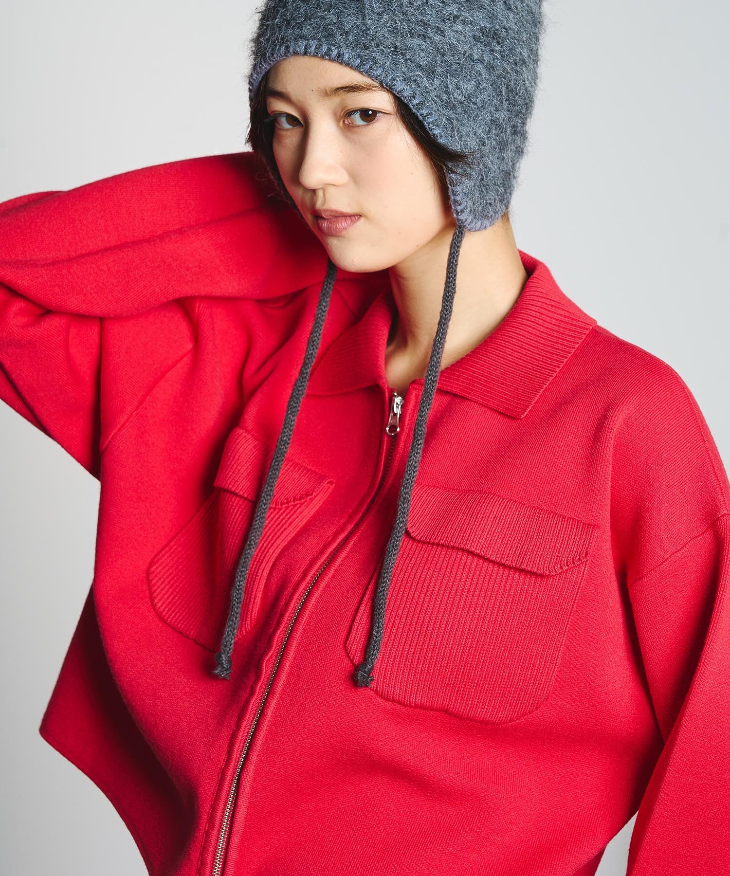 COLLARED ZIP CARDIGAN