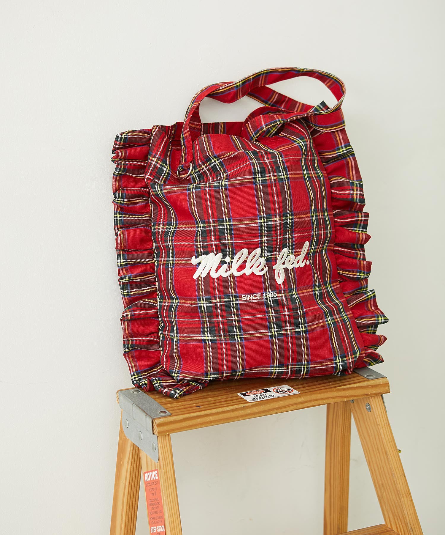 FRILLED TARTAN TOTE BAG