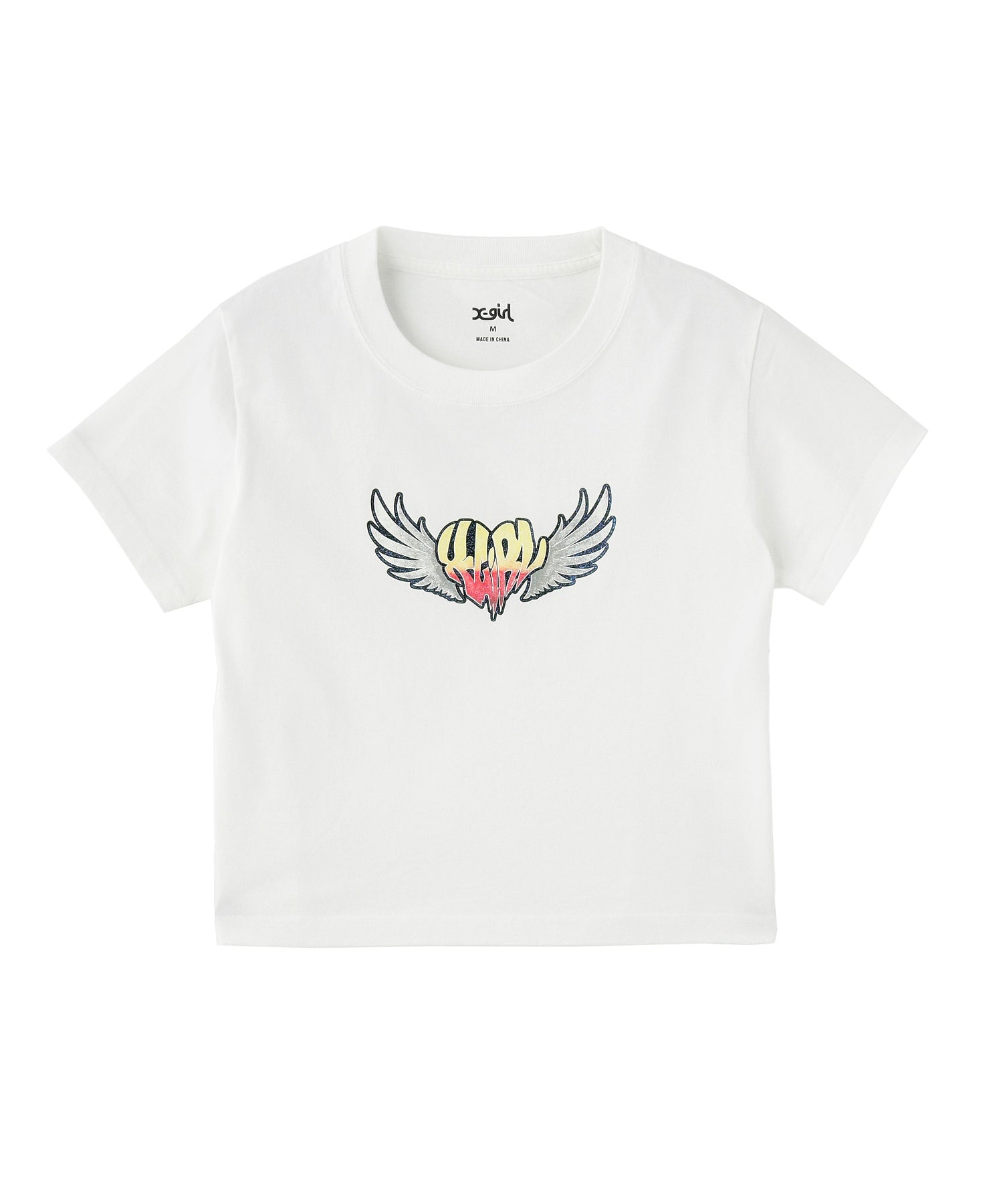 HEART WING SHINY LOGO S/S CROPPED TEE