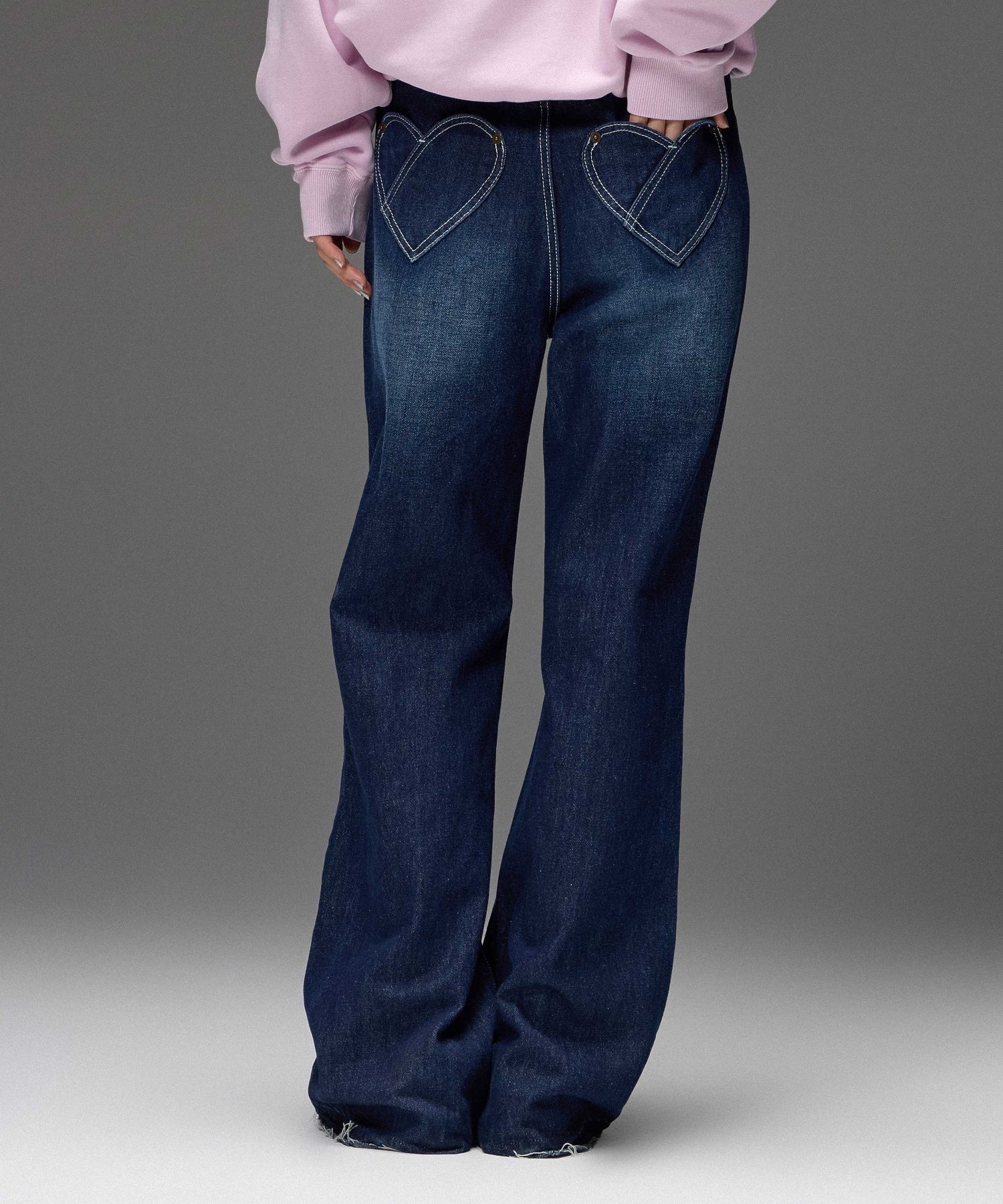 HEART POCKET FLARE DENIM PANTS