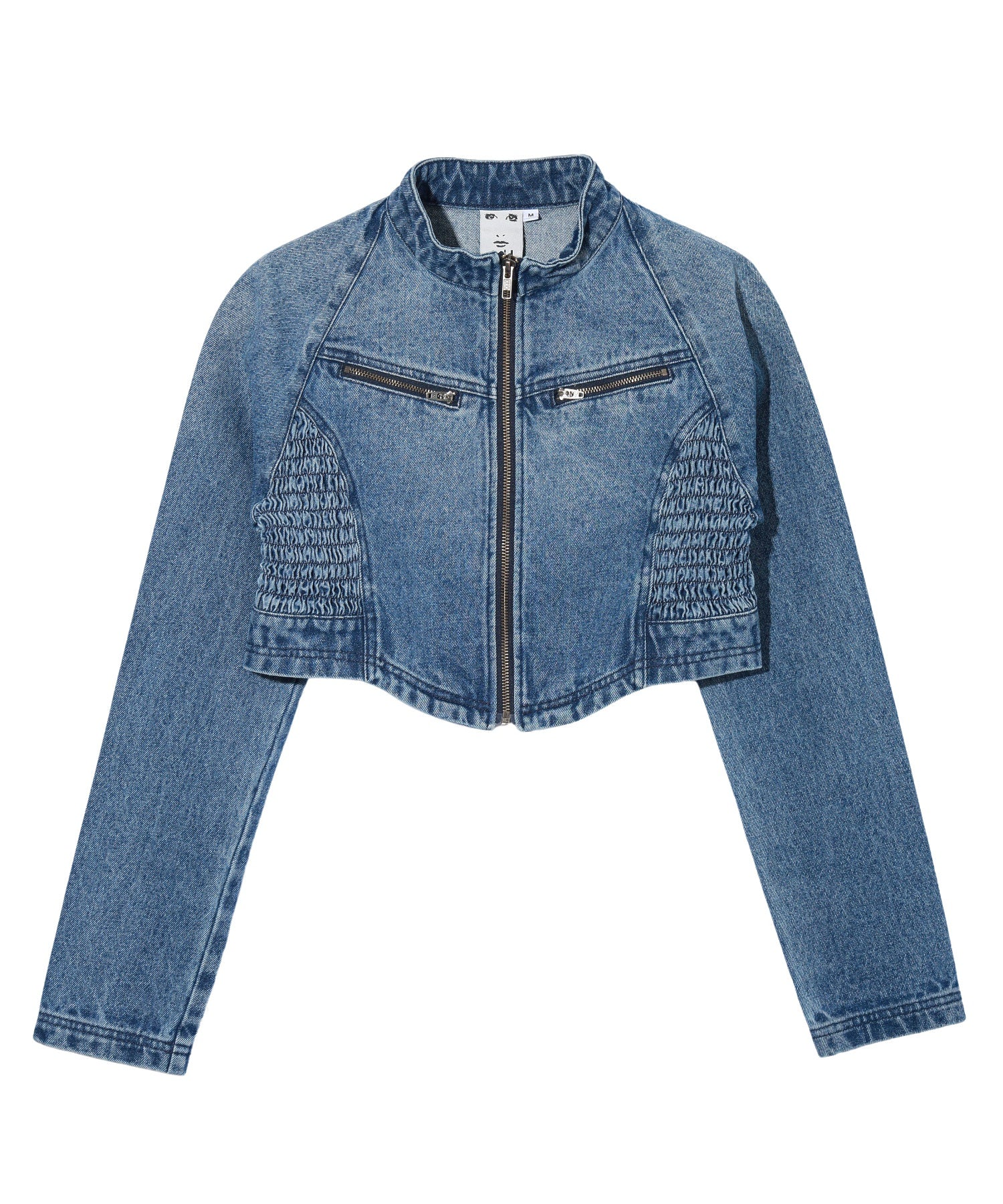 ZIP UP STAND COLLAR DENIM JACKET