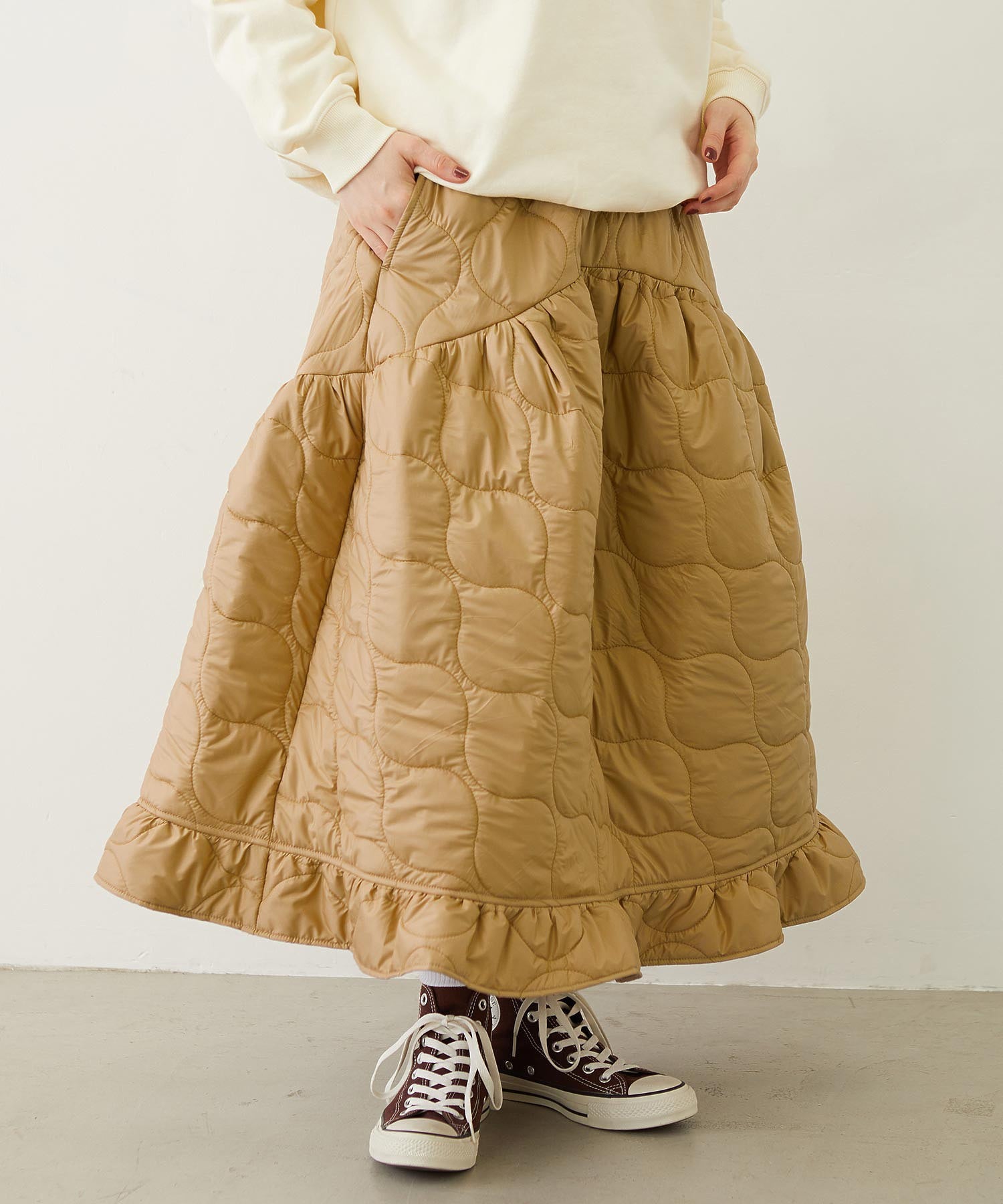 QUILTED FLARED SKIRT