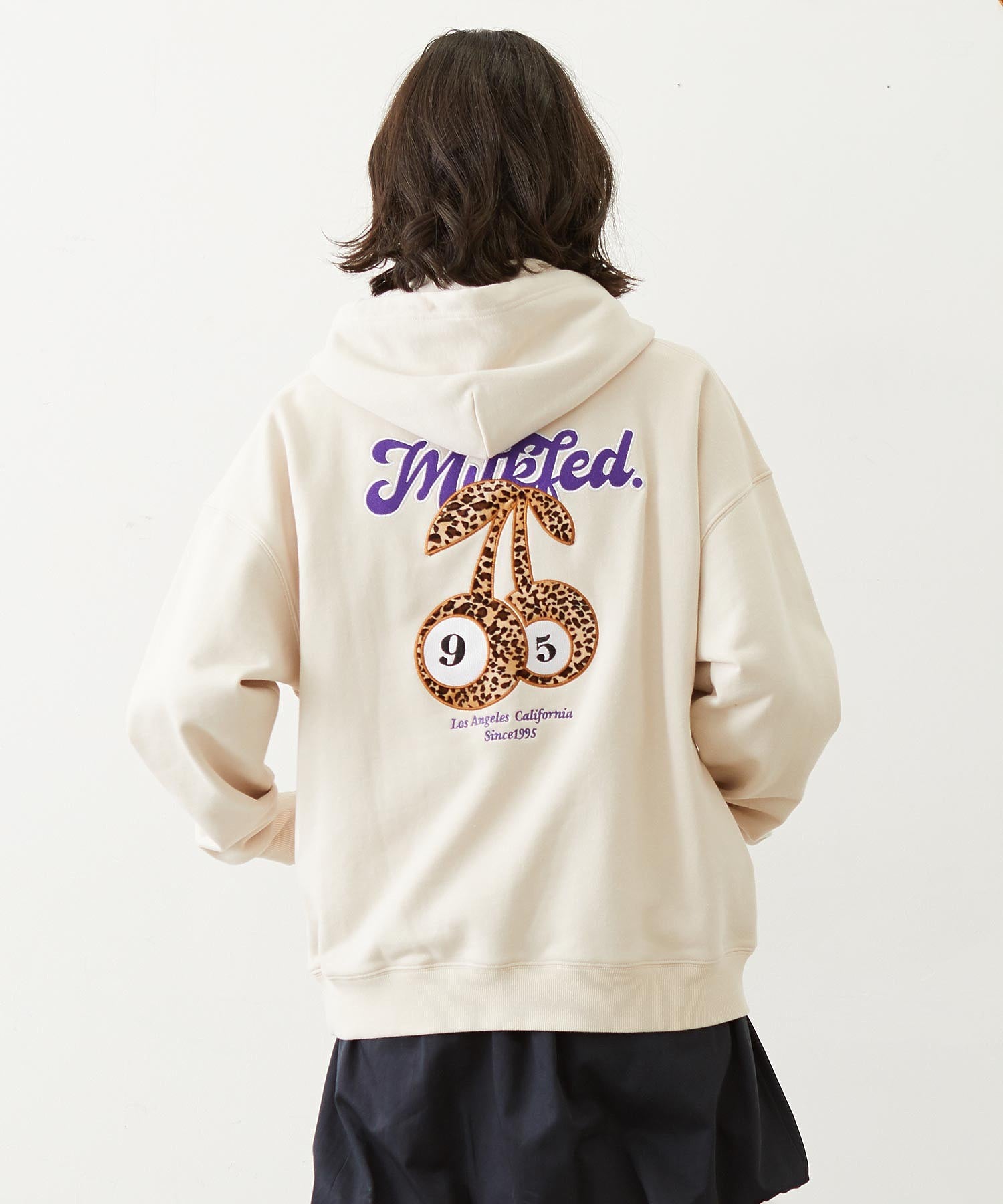 LEOPARD PRINT CHERRY PATCH SWEAT HOODIE