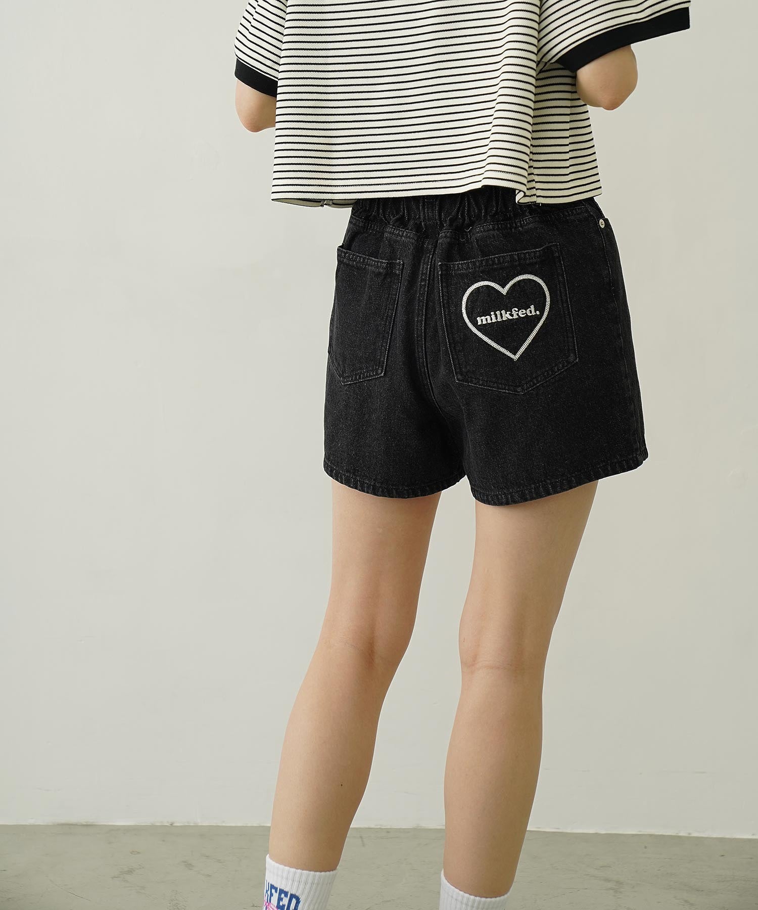 COOPER HEART DENIM SHORT PANTS