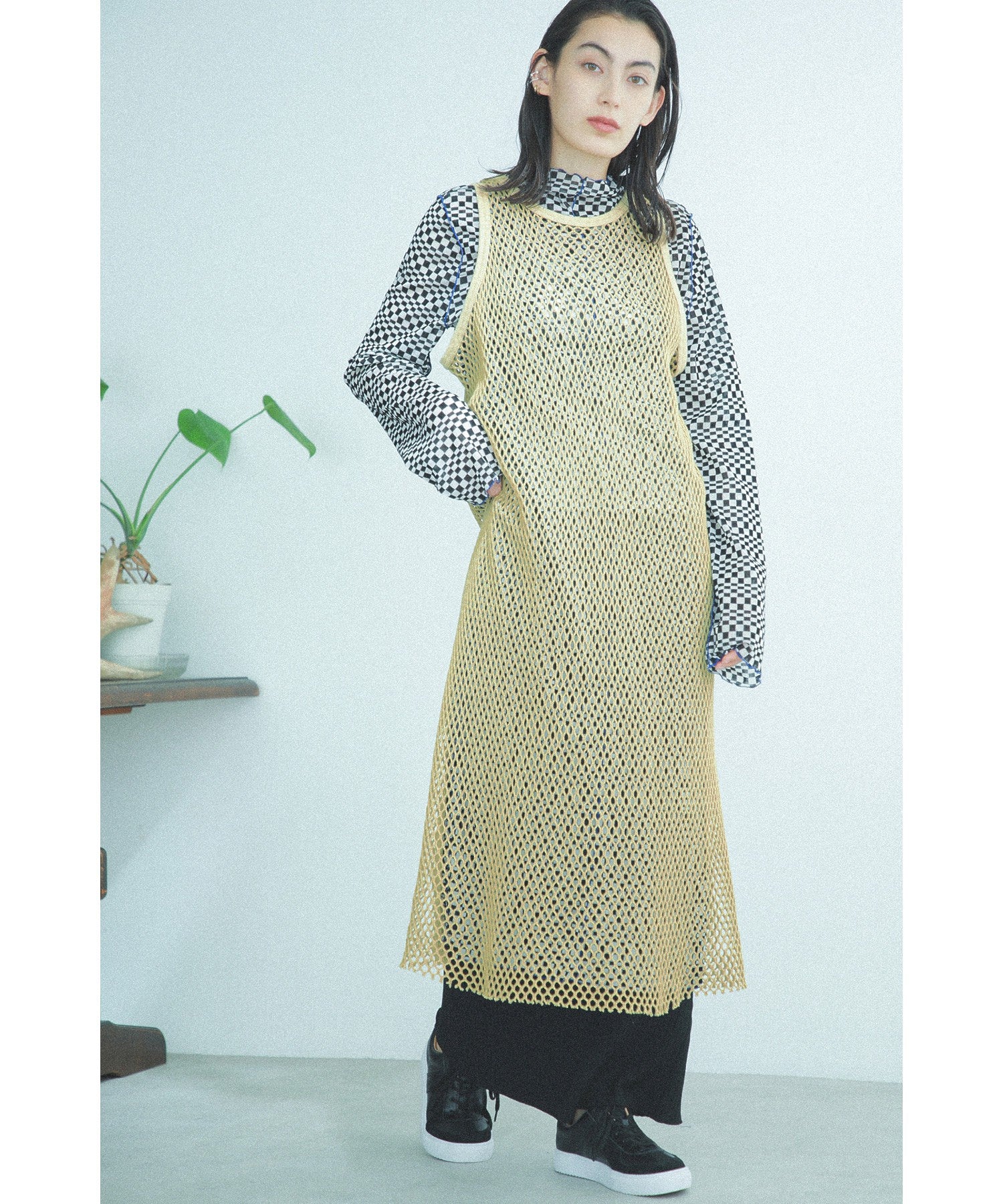 CREOLME/メッシュタンクワンピース