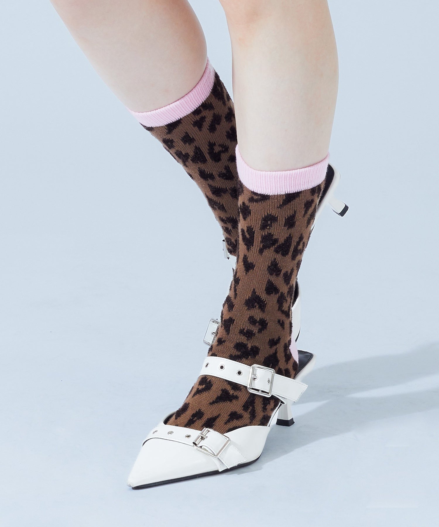 HEART LEOPARD JACQUARD SOCKS