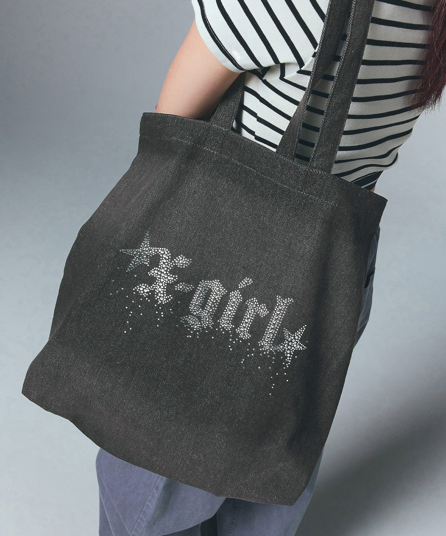 RHINESTONE STARDUST LOGO TOTE BAG