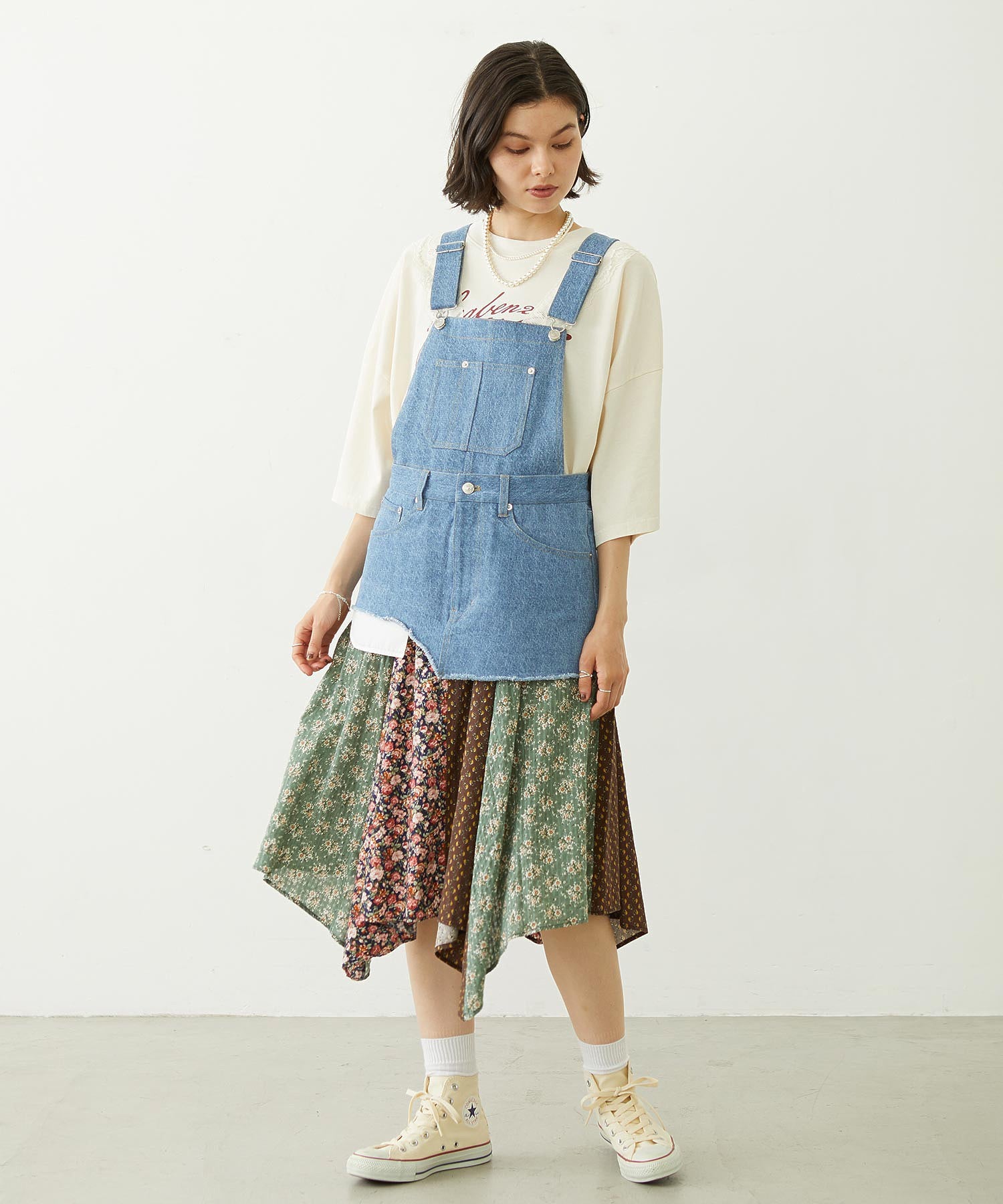 PATCHWORK OVERALL SKIRT