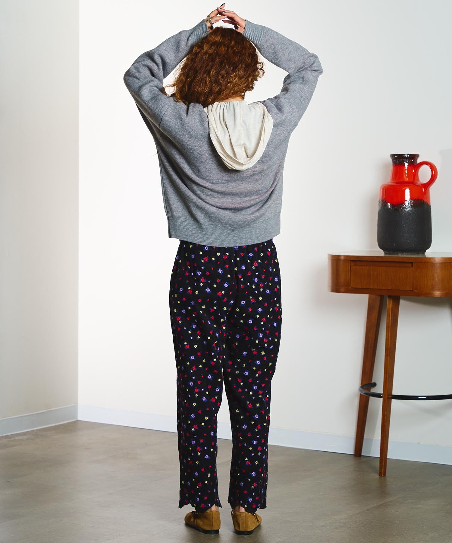 【ROSE BUD別注】INDIA IS BEAUTIFUL and ROSE BUD/CORDUROY FLORAL EMBROIDERY PANTS