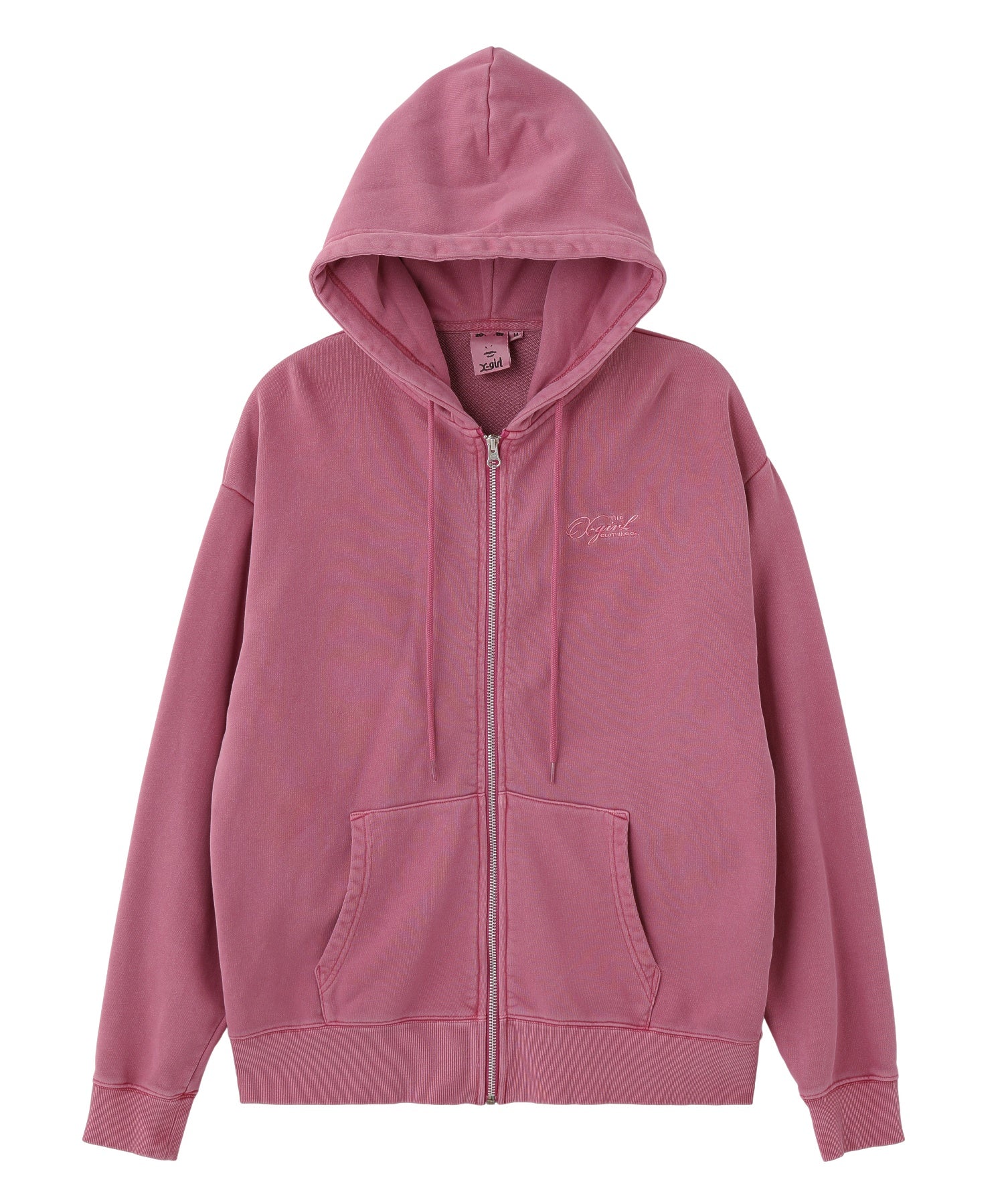 PIGMENT DYED FACE AND LOGO SQUARE PATCH ZIP UP SWEAT HOODIE