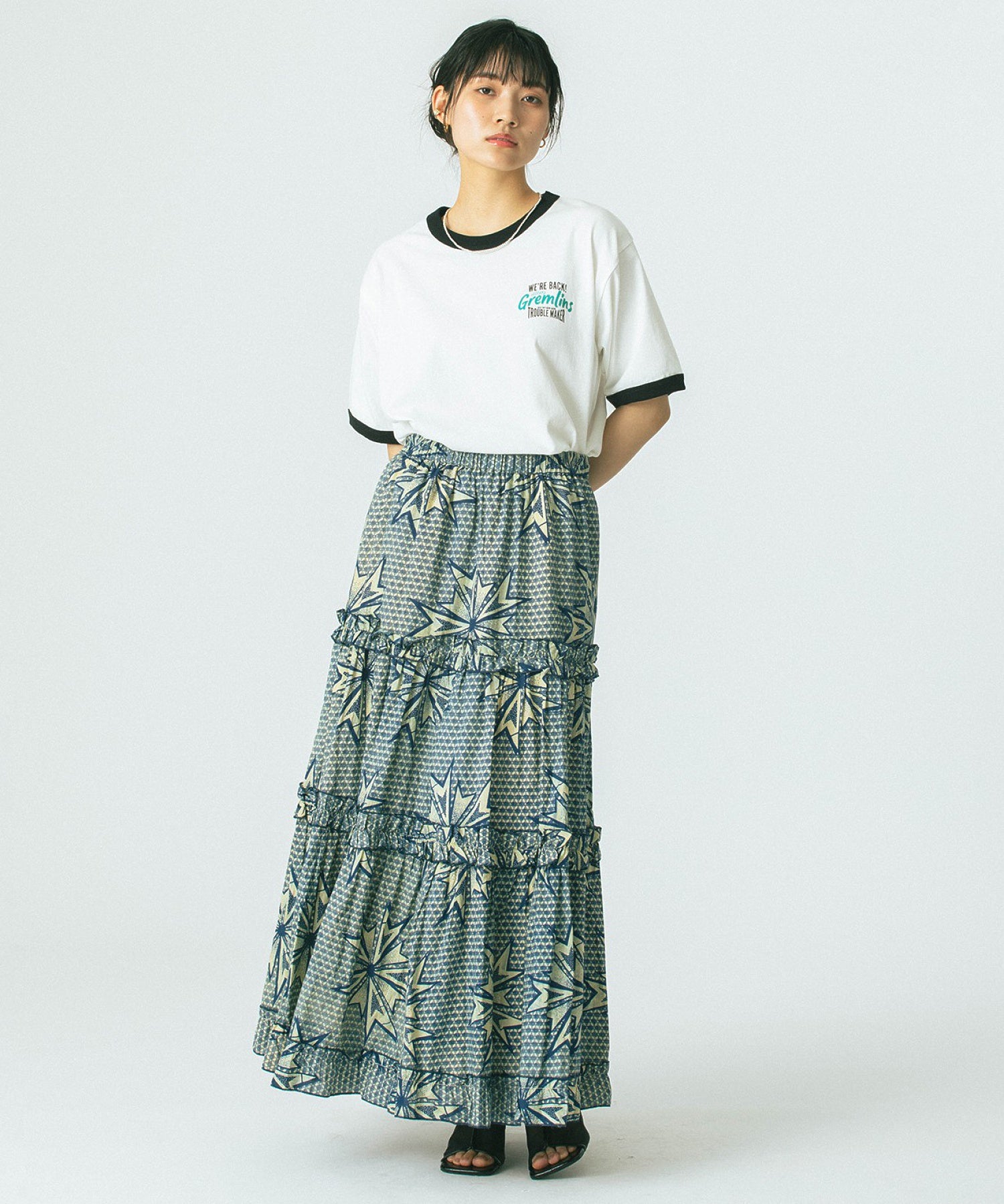 mag.by c/PRINT TIERED SKIRT