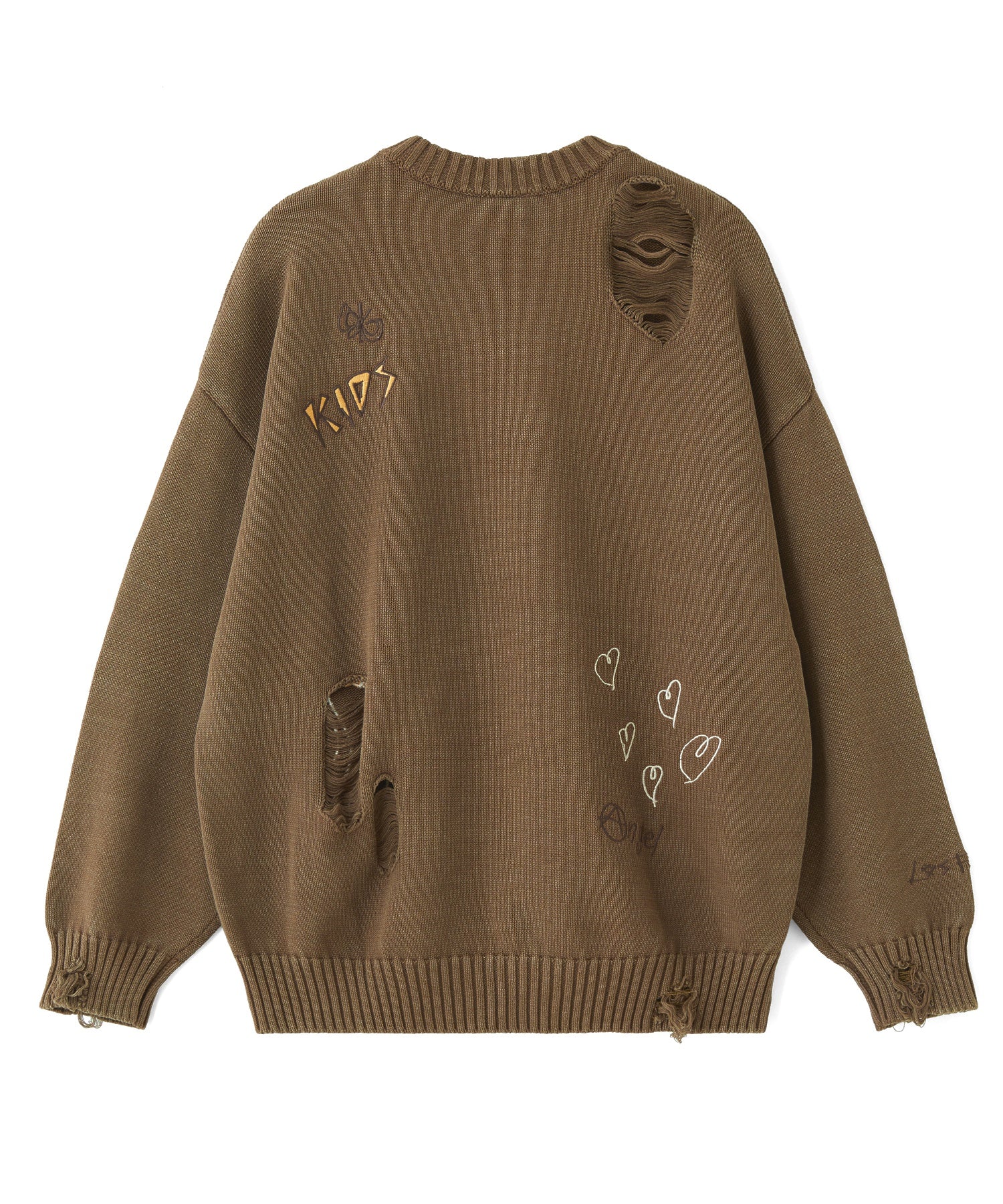 GRAFFITI LOGO DISTRESSED KNIT TOP