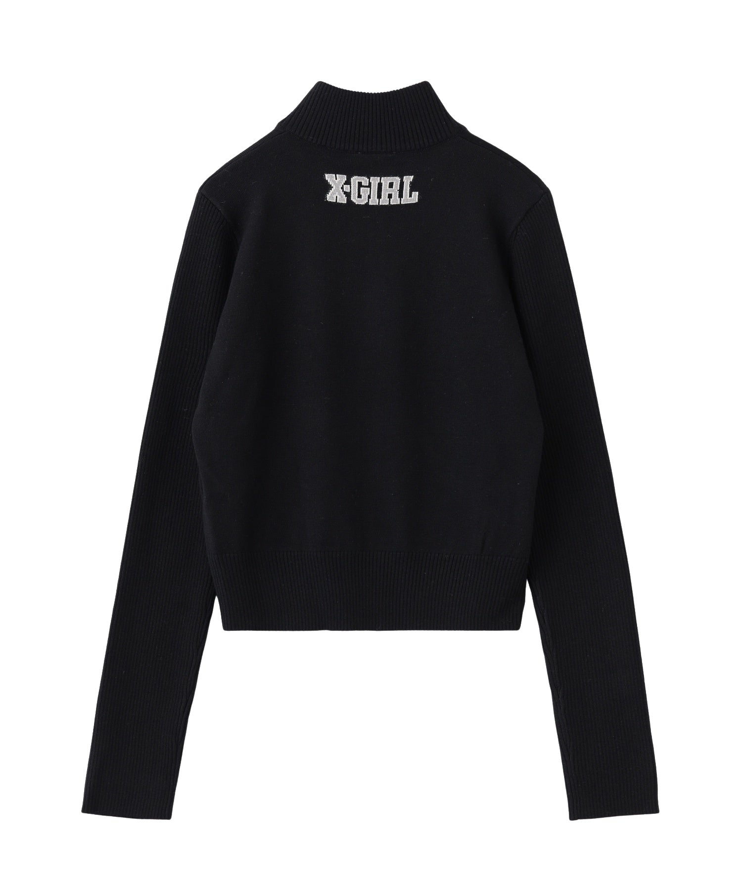NUMBERING JACQUARD ZIP UP KNIT TOP