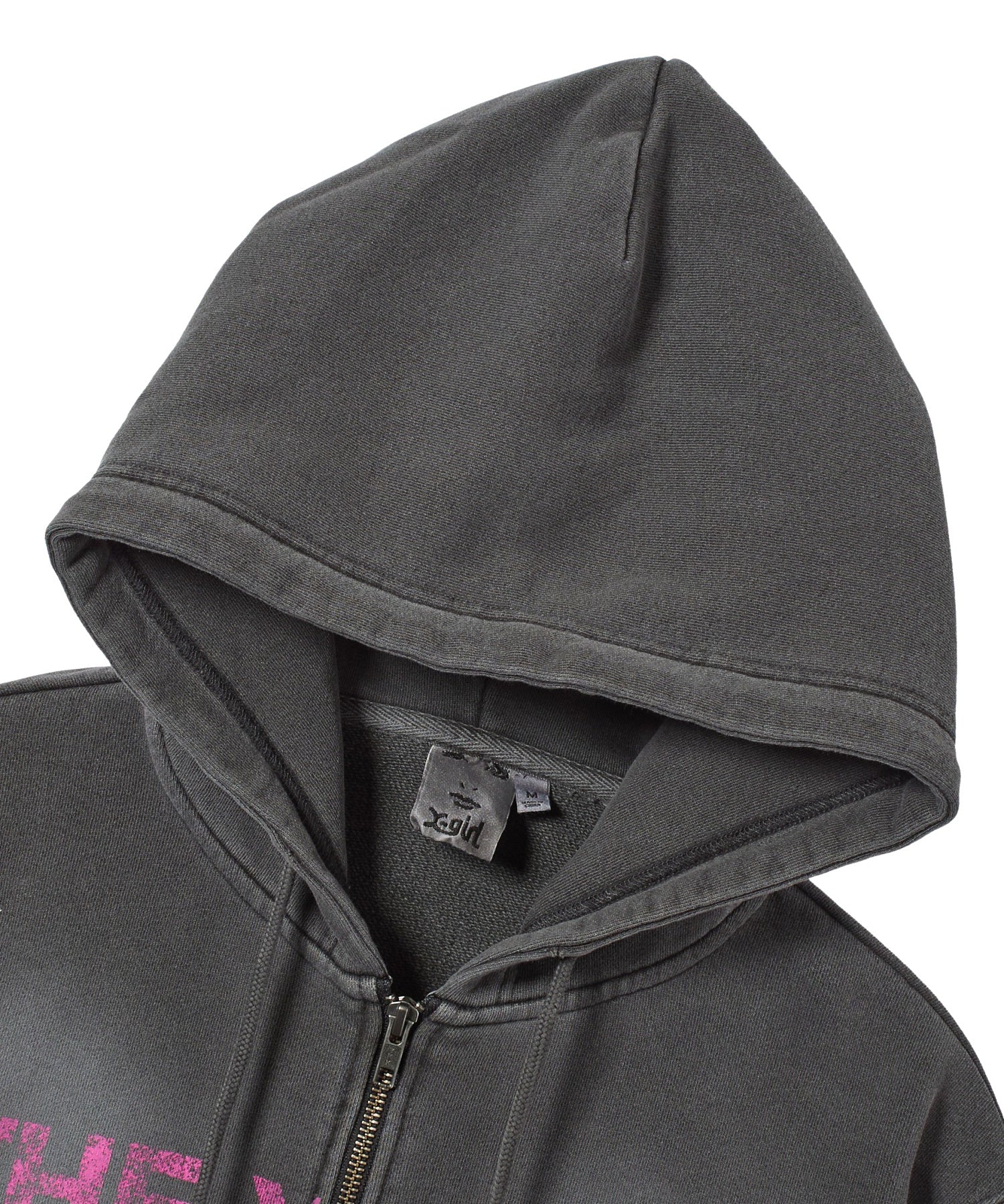 FADED LOGO PRINT ZIP UP SWEAT HOODIE