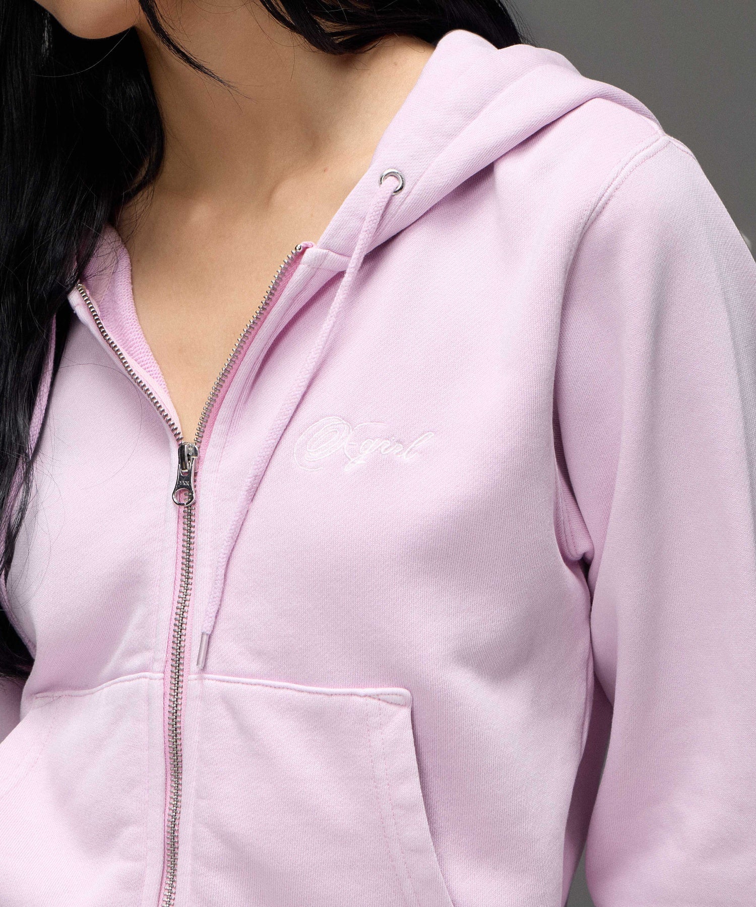 FACE AND SCRIPT LOGO COMPACT ZIP UP SWEAT HOODIE