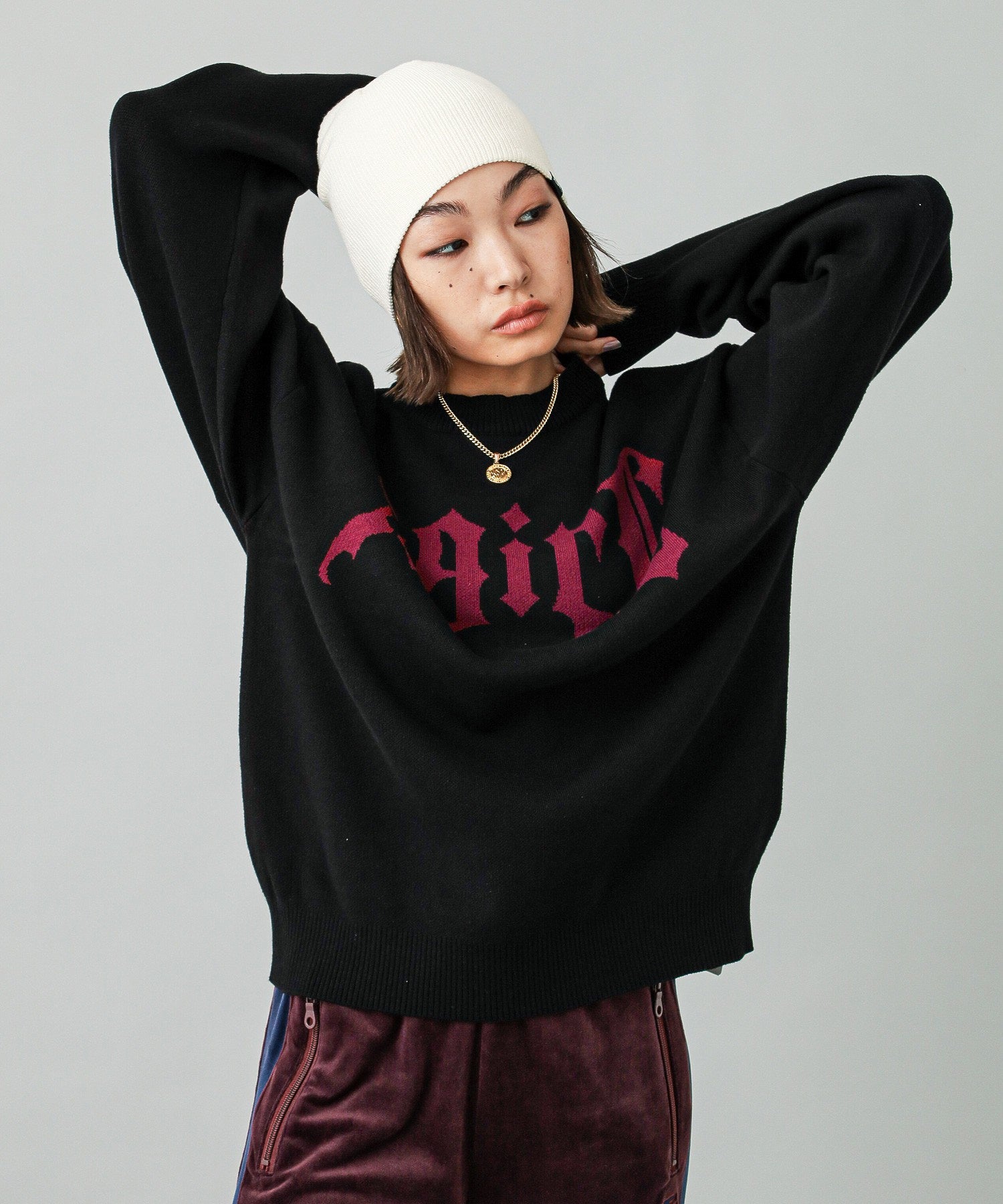 GOTHIC LOGO JACQUARD KNIT TOP