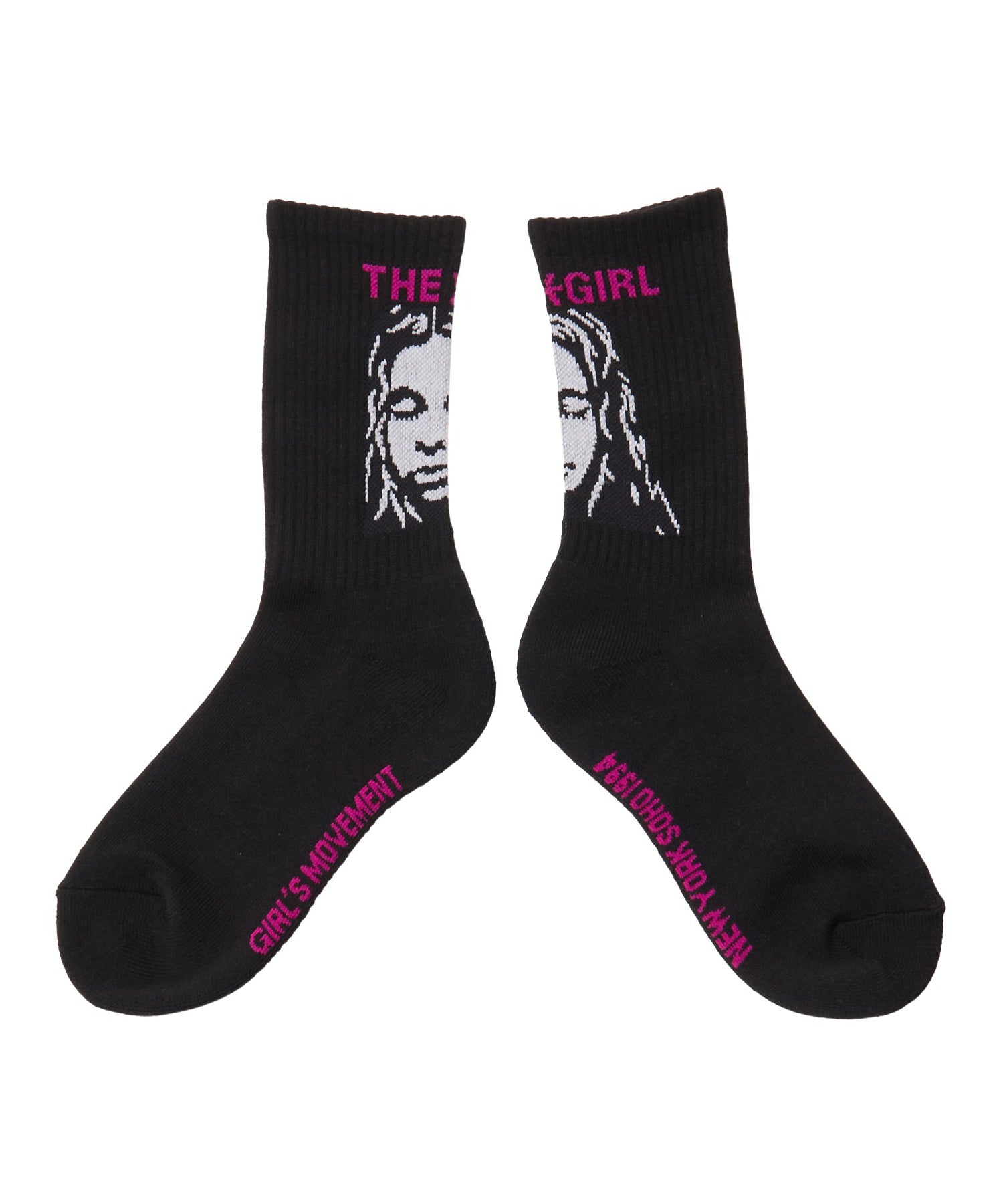 THE X-GIRL LOGO AND FACE JACQUARD RIB SOCKS