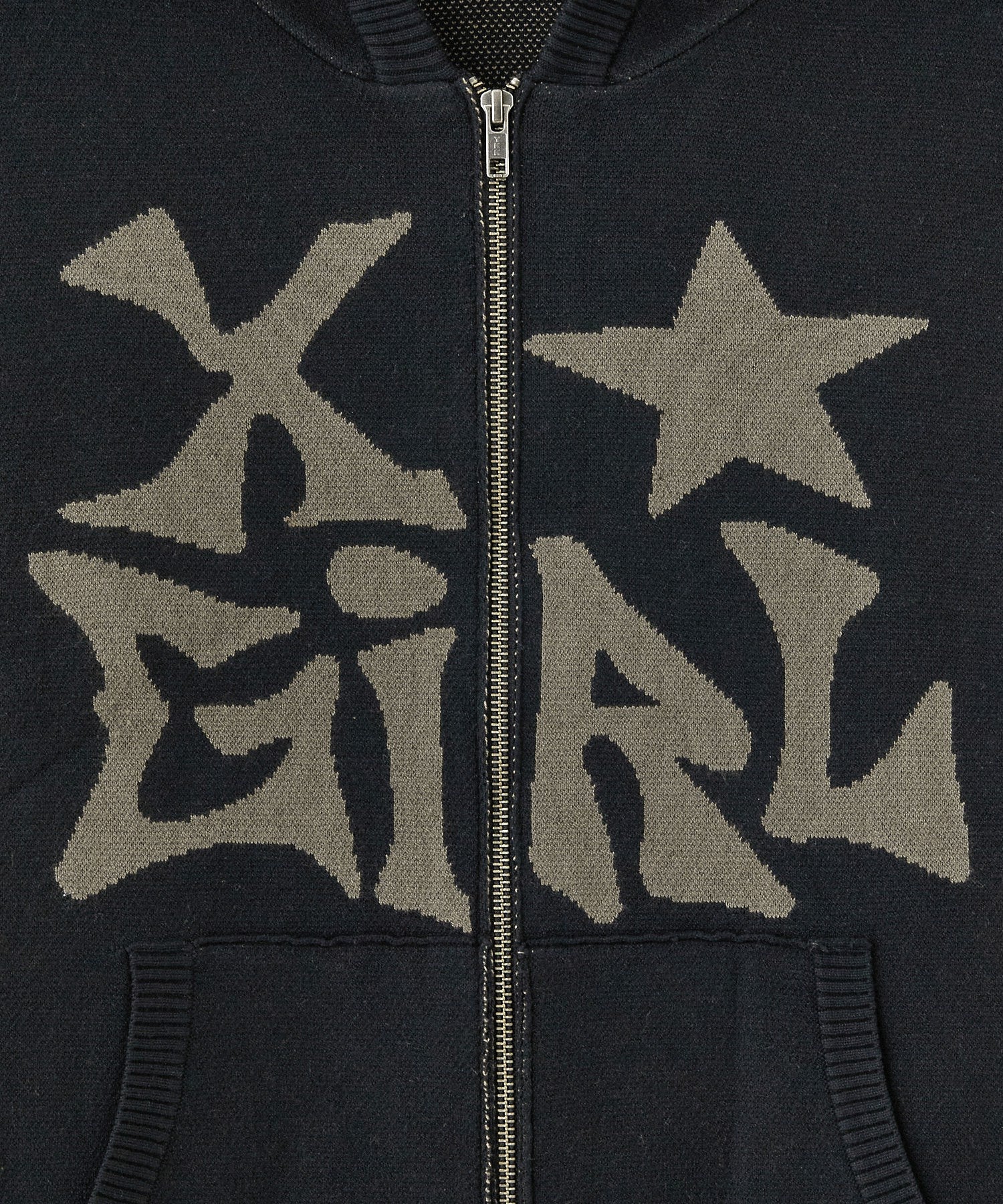 JACQUARD KNIT ZIP UP HOODIE