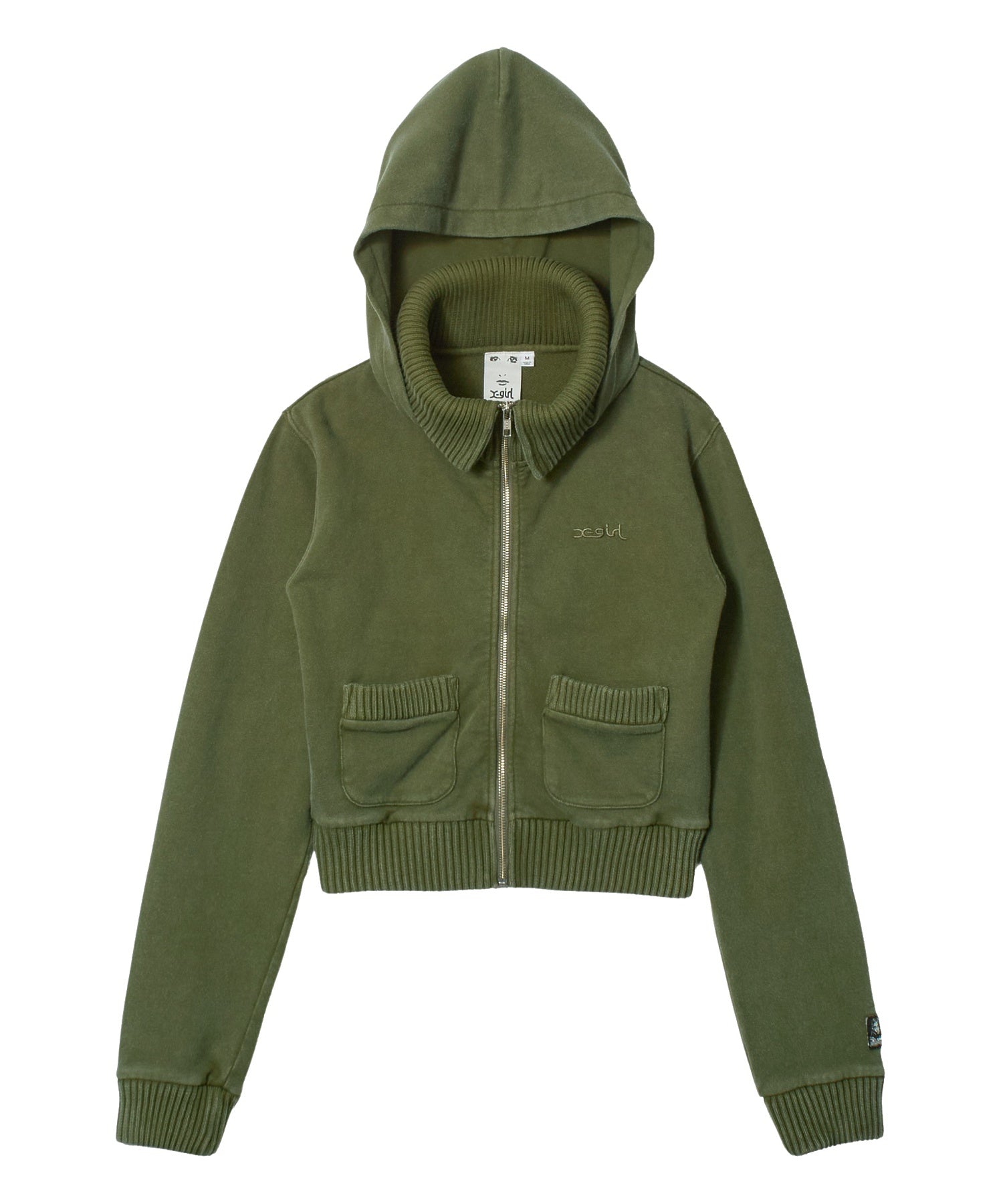 FADED SWEAT AND RIB ZIP UP COMPACT HOODIE