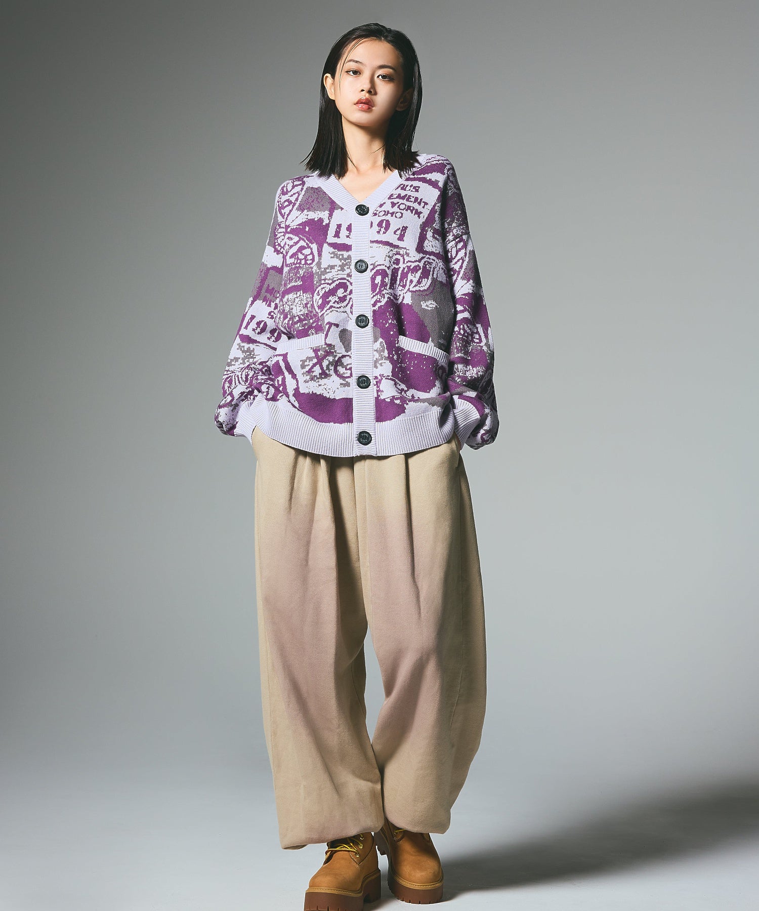 COLLAGE GRAPHIC JACQUARD KNIT CARDIGAN