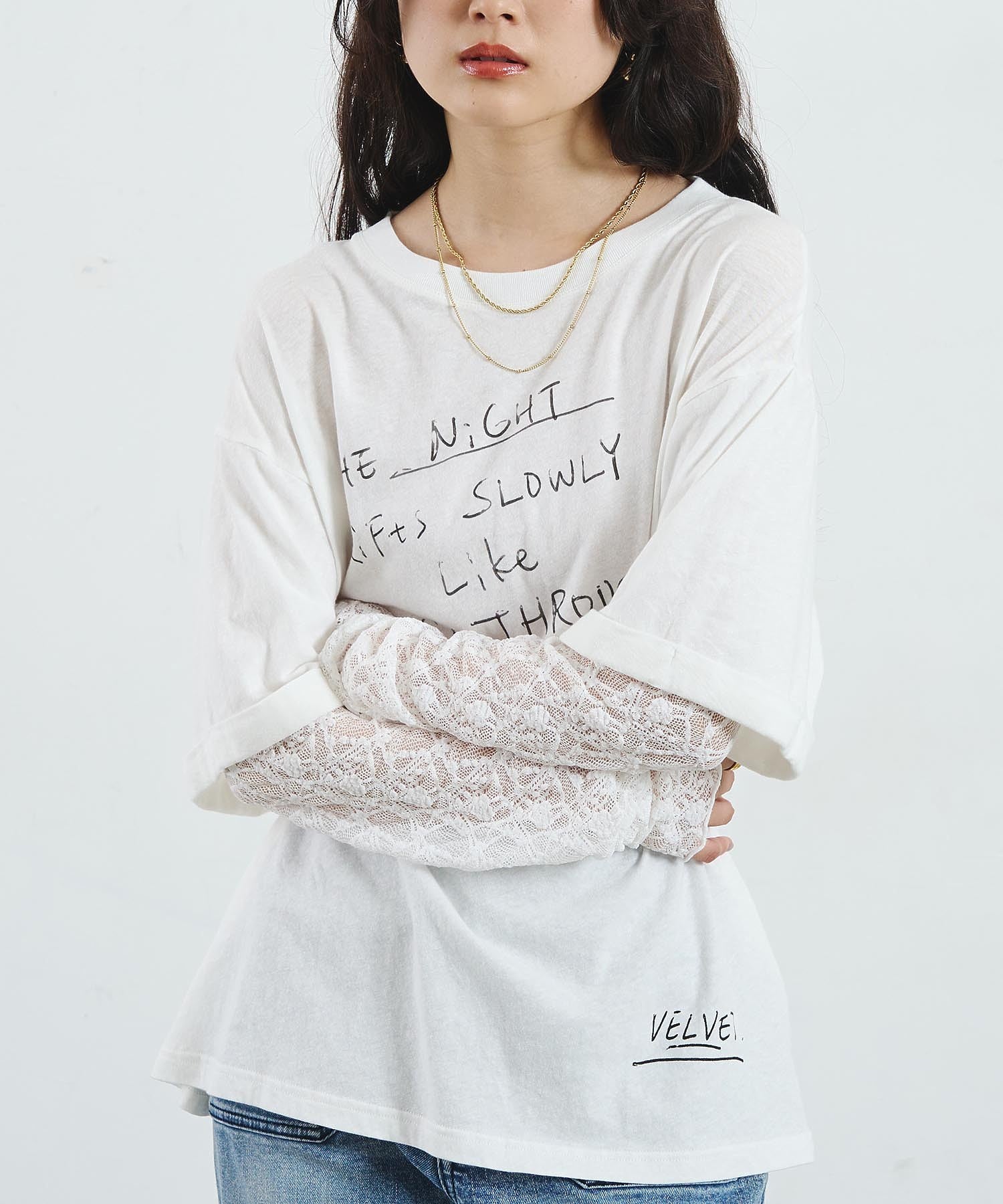 LACE SLEEVE LAYERED TEE