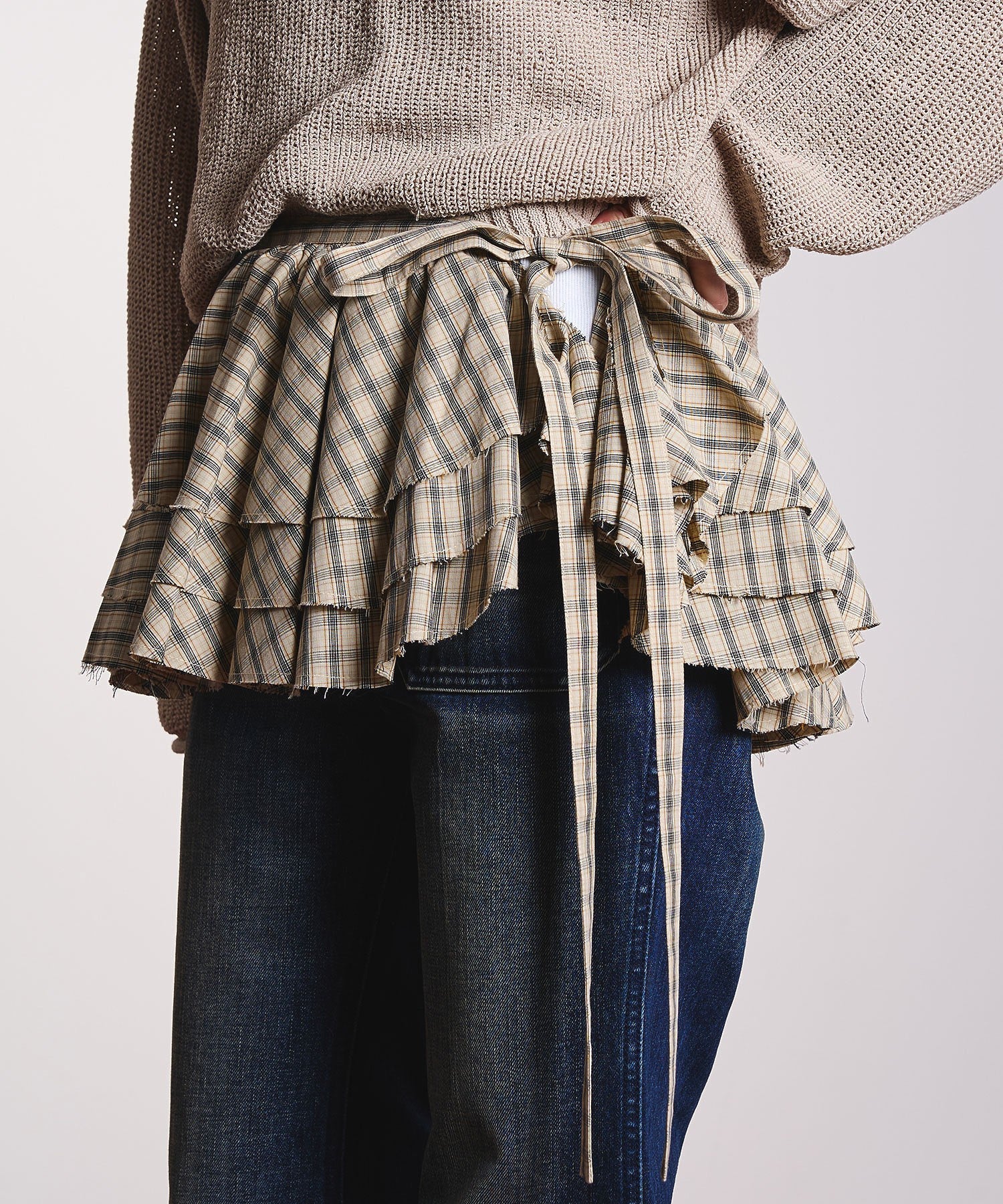 CREOLME/CHECK FRILL SKIRT