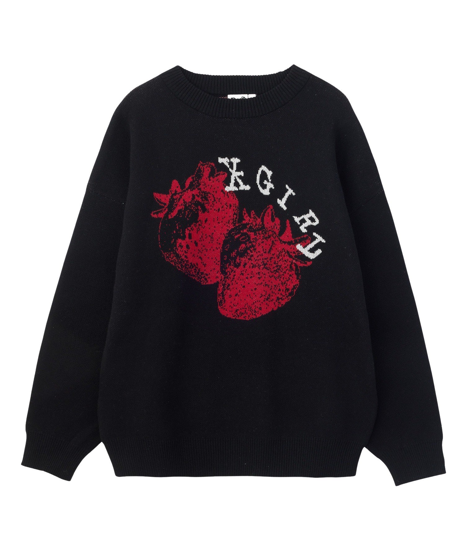 STRAWBERRY AND LOGO JACQUARD KNIT TOP