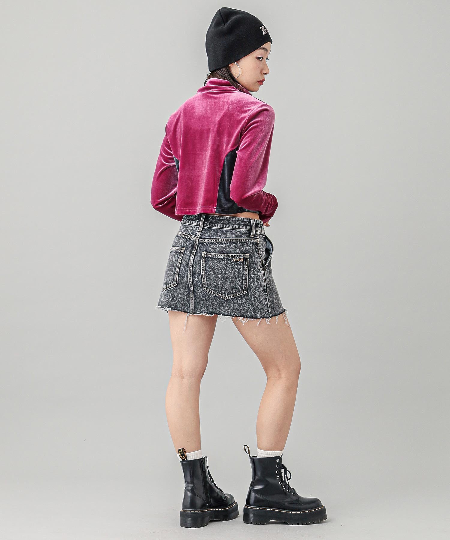 VELOUR HALF ZIP TOP