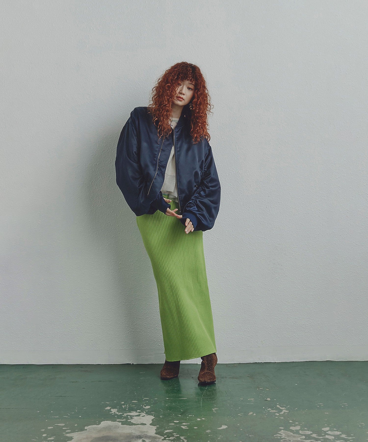 ギャザースリーブMA-1ブルゾン