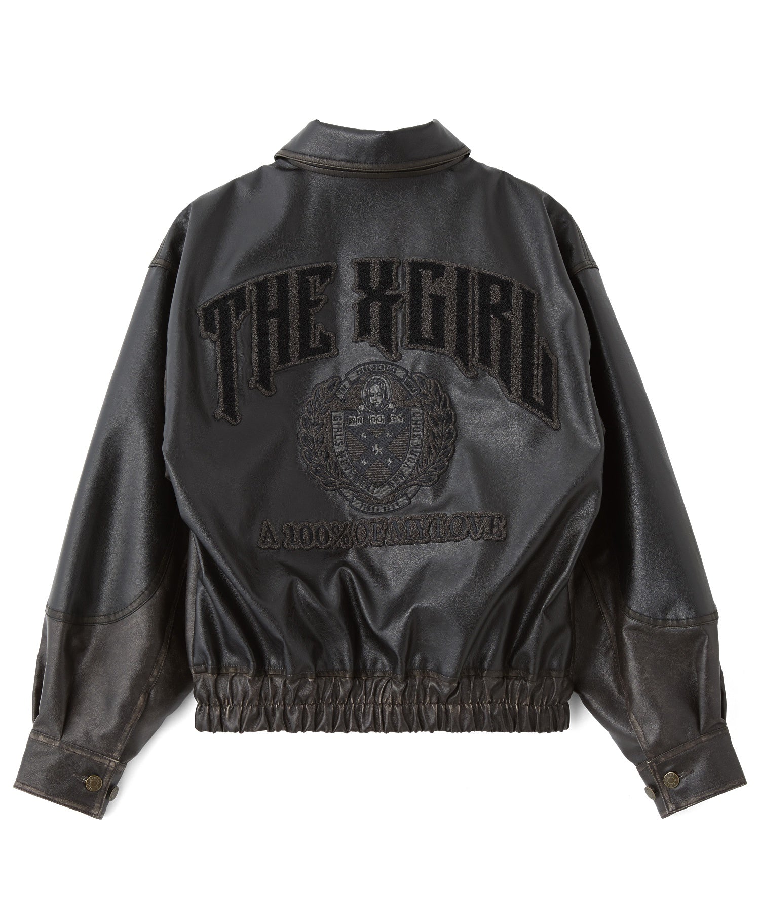 FAUX LEATHER LOGO PATCH JACKET